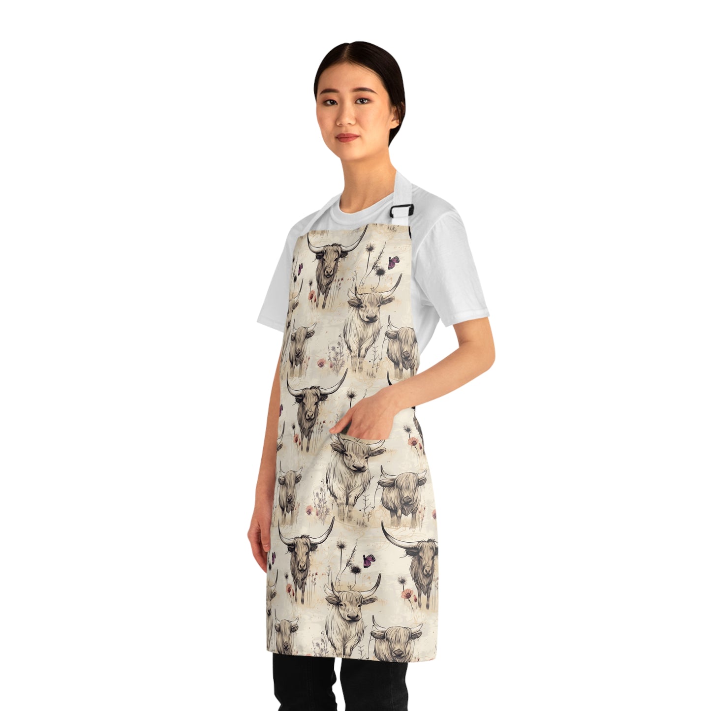 Rustic Cow Print Apron, Stylish Cooking Gift, Farmhouse Kitchen Accessory, Perfect for Chefs, BBQ Lovers, Home Cooks