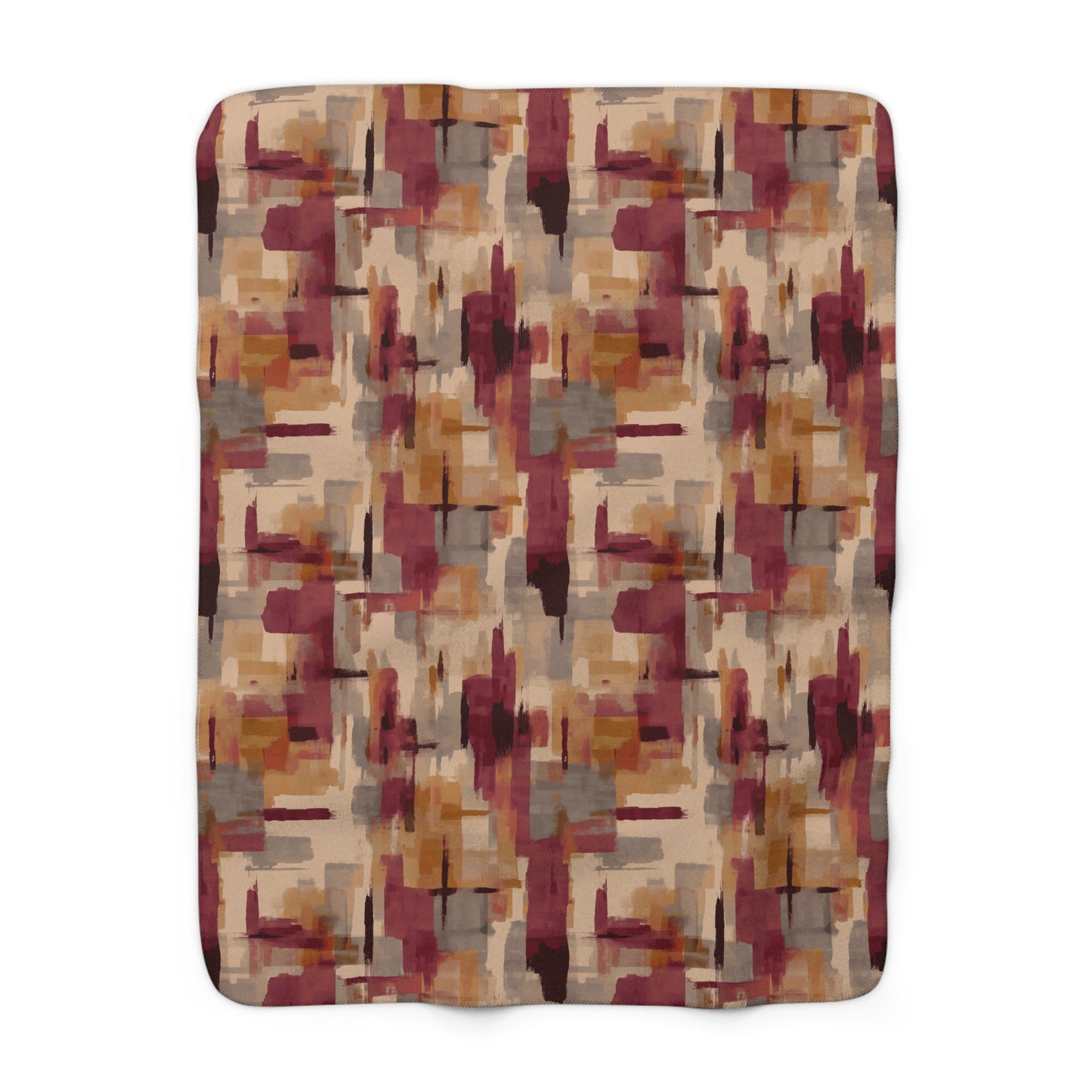 Cozy Abstract Sherpa Fleece Blanket, Warm Throw for Home Decor, Gift for Winter, Snuggle Blanket for Living Room, Rustic Style Blanket