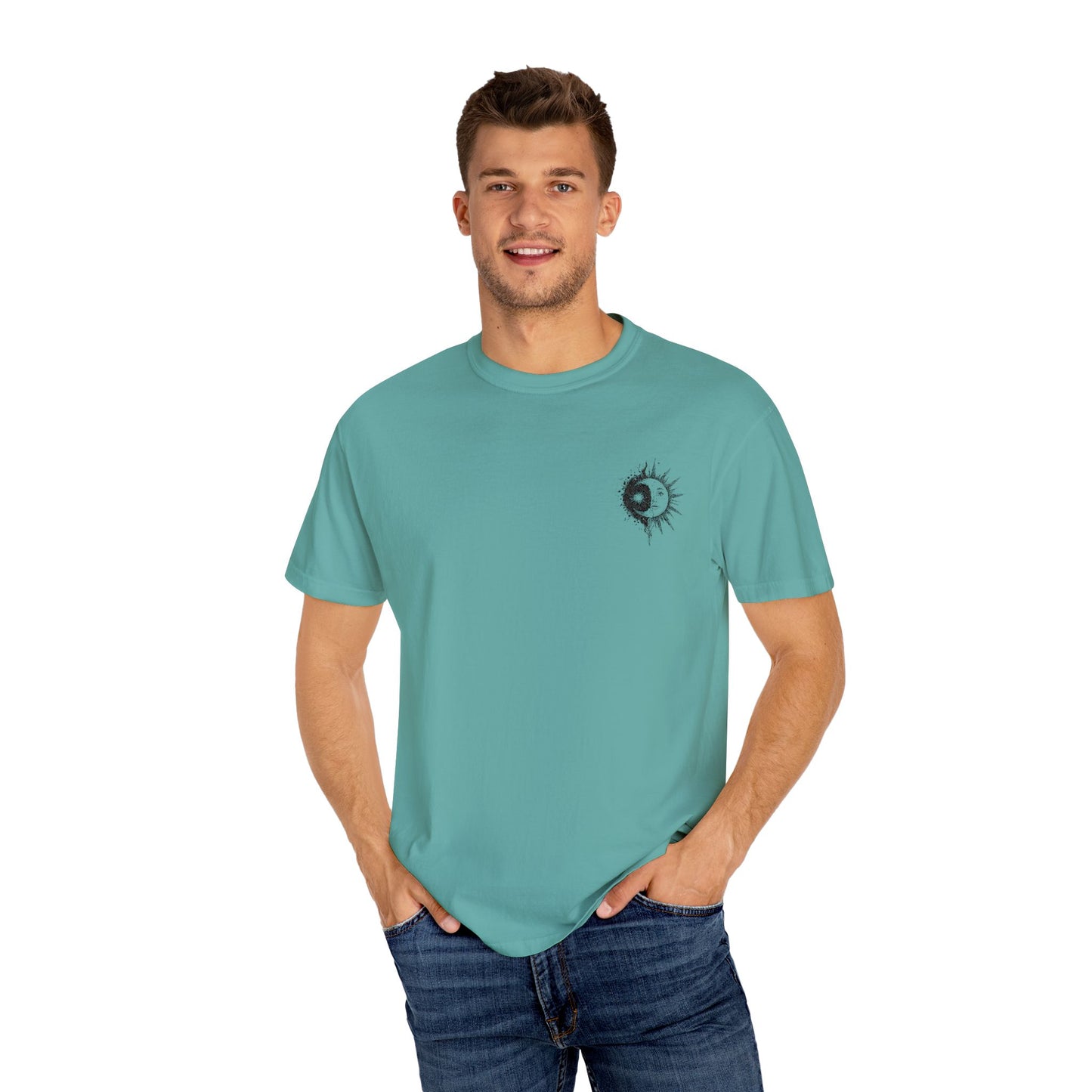 Comfort Colors Embroidered Hand-Illustrated Astrology Ying Yang Unisex T-Shirt, Cool Graphic Tee
