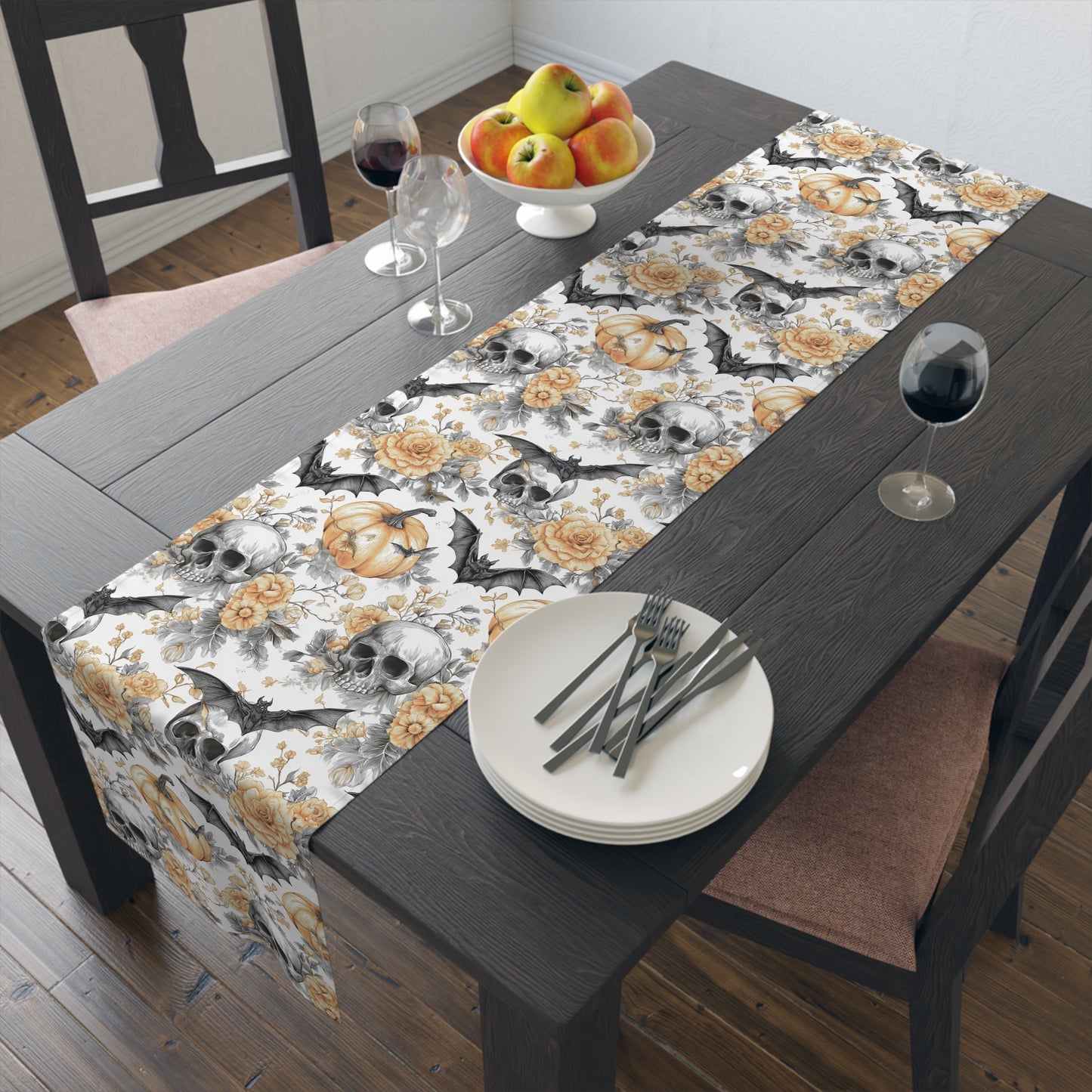 Spooky Elegance Table Runner - Halloween Decor, Fall Table Centerpiece, Cotton Tablecloth, Party Decoration, Autumn Theme