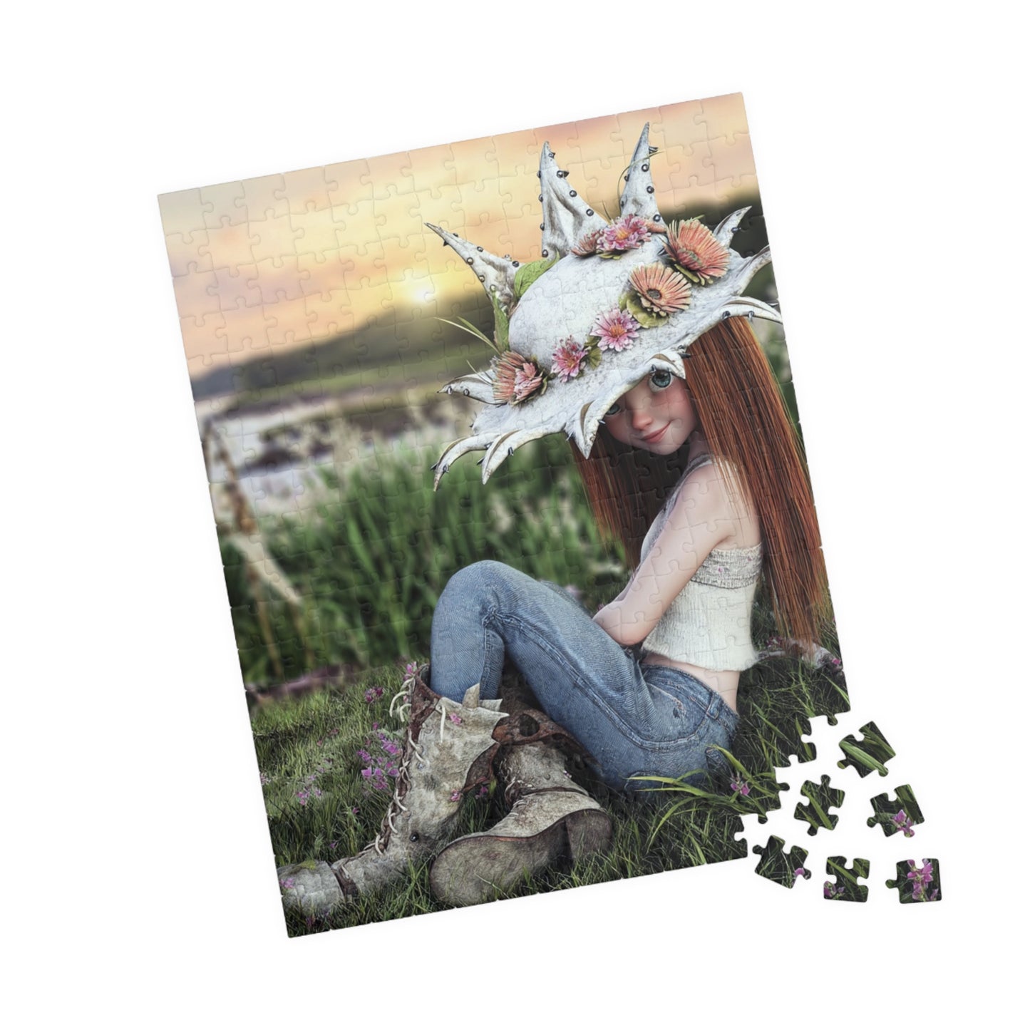 Quaint Homestead Scene Farmers Daughter Puzzle | Enchanting Artwork, Relaxing Family Fun, Unique Gift Idea