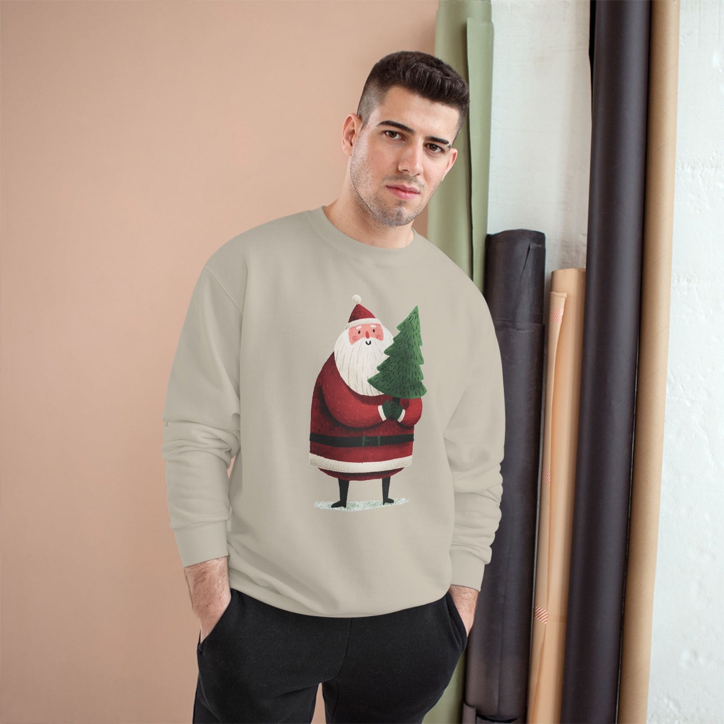 Santa’s Christmas Tree Sweatshirt, Cozy Holiday Wear, Sweatshirt for Winter, Cute Santa Design, Unisex Holiday Apparel