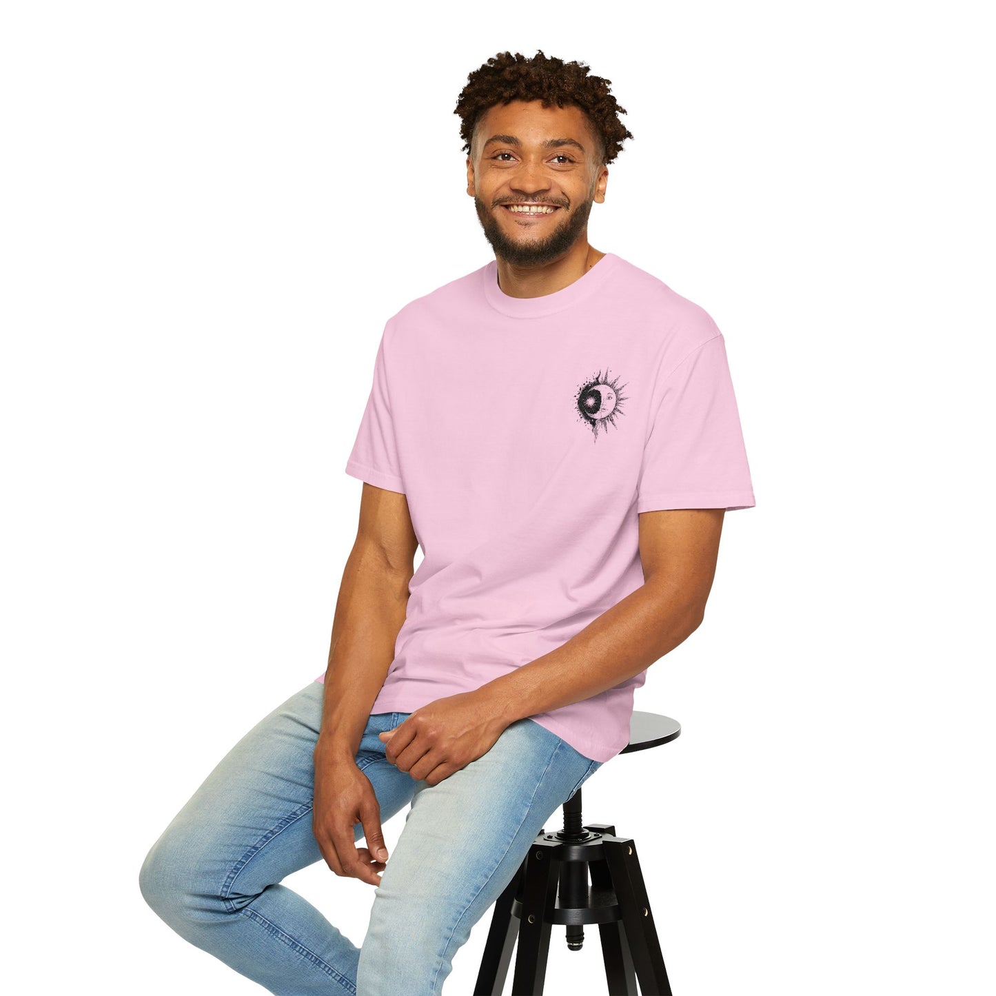 Comfort Colors Embroidered Hand-Illustrated Astrology Ying Yang Unisex T-Shirt, Cool Graphic Tee
