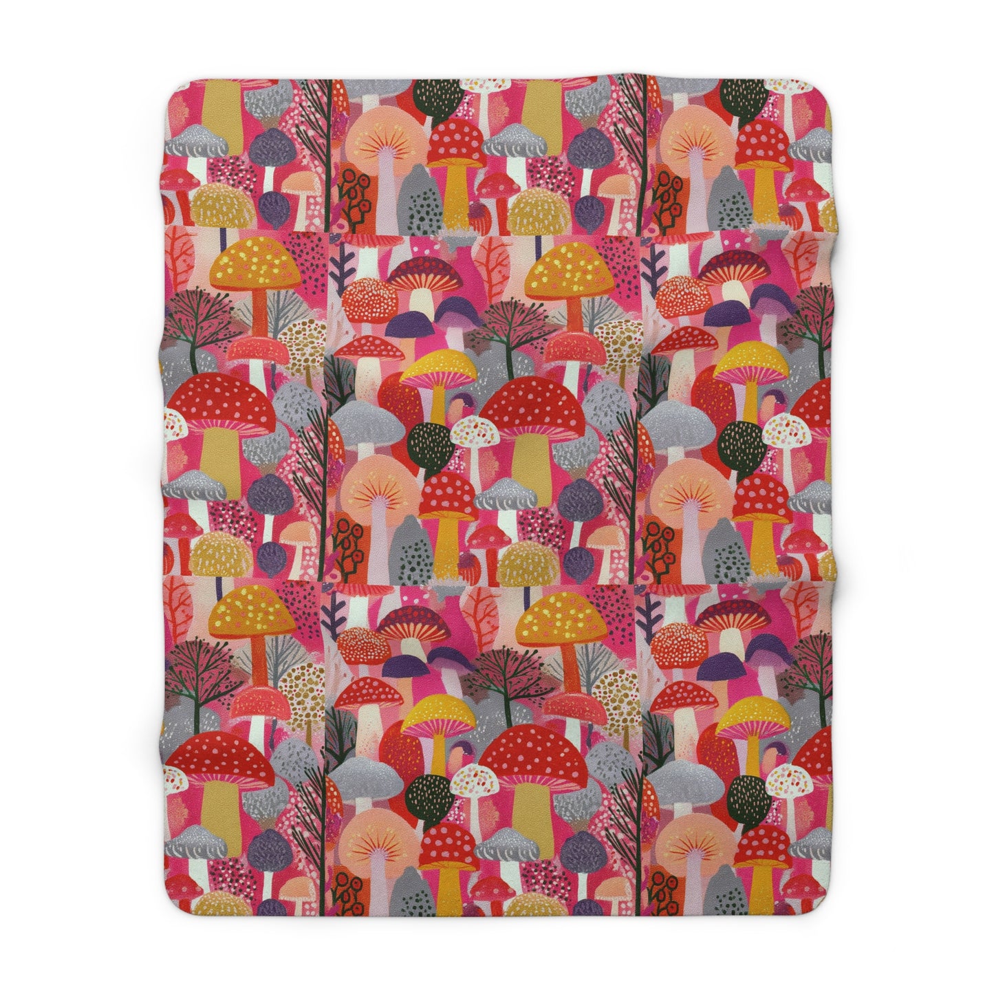Cozy Mushroom Sherpa Fleece Blanket | Soft Throw for Home, Living Room, Kids' Room, Gifts, Seasonal Celebrations