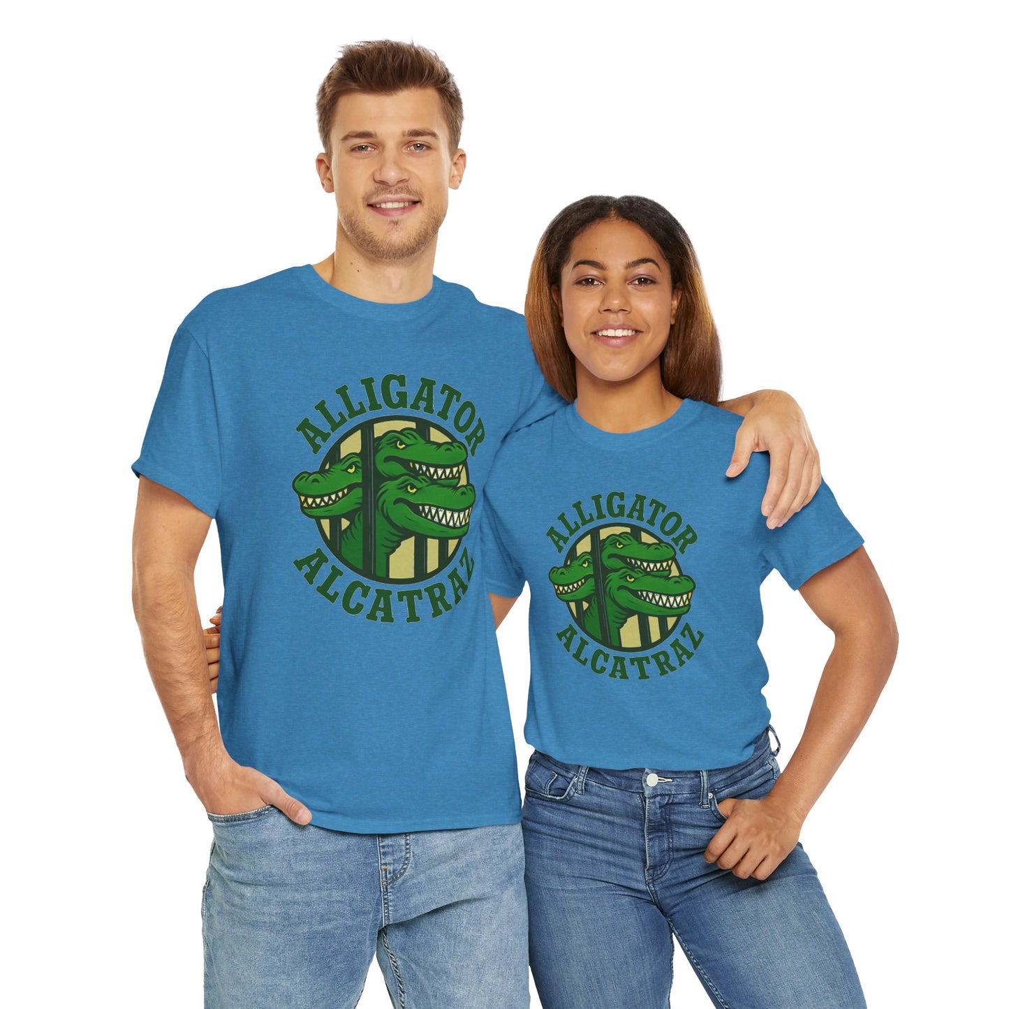 Alligator Alcatraz Unisex Heavy Cotton Tee, Fun Graphic Tee, Casual Wear, Gift for Animal Lovers, Summer Fashion, Unique T-Shirt