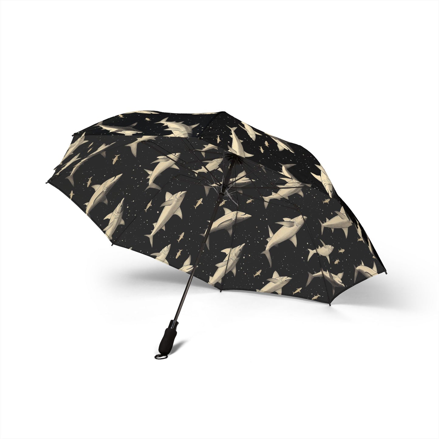 Shark Print Foldable Umbrella | Waterproof Travel Umbrella, Compact Beach Umbrella, Unique Shark Decor, Gift for Cyclists, Stylish Umbrella
