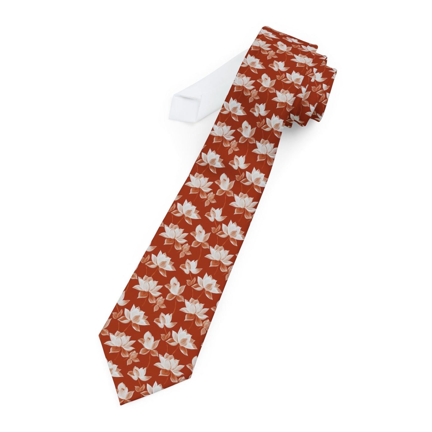 Burnt Orange Floral Necktie - Stylish Tie for Men