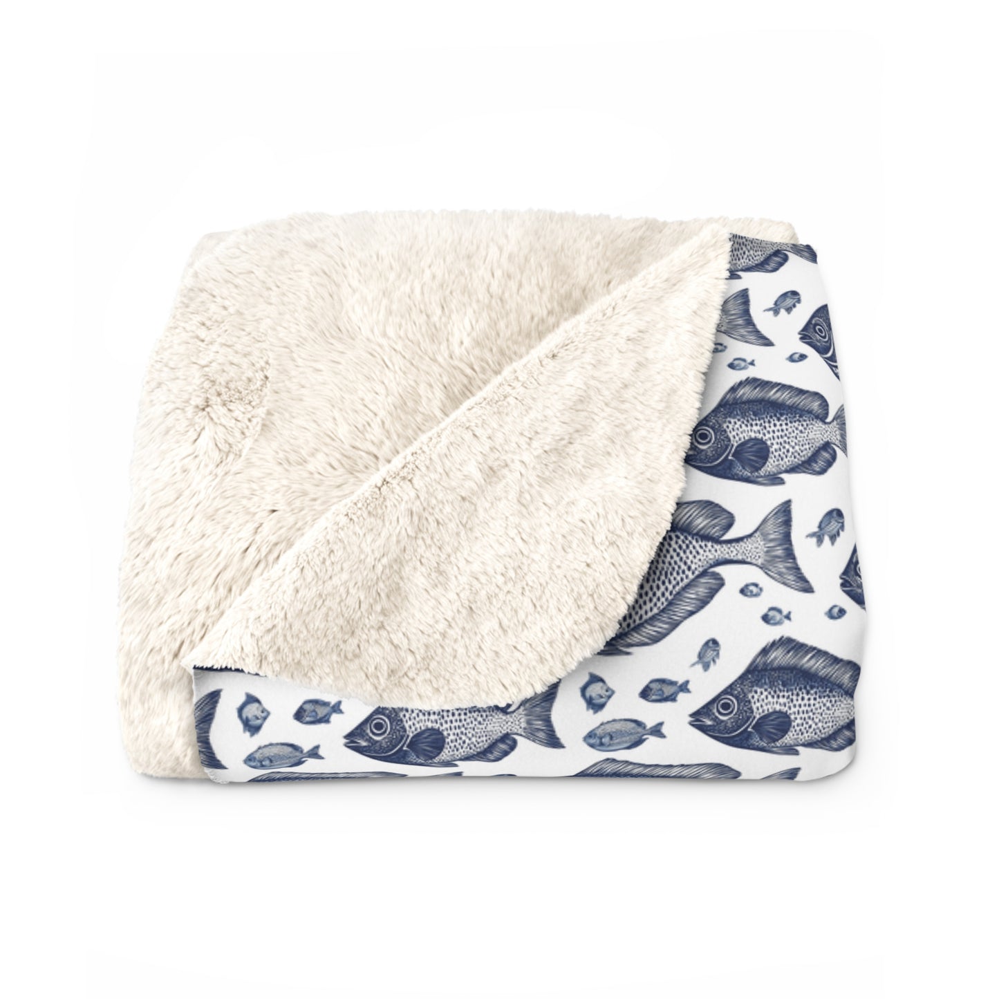 Cozy Fishes Themed Sherpa Fleece Blanket