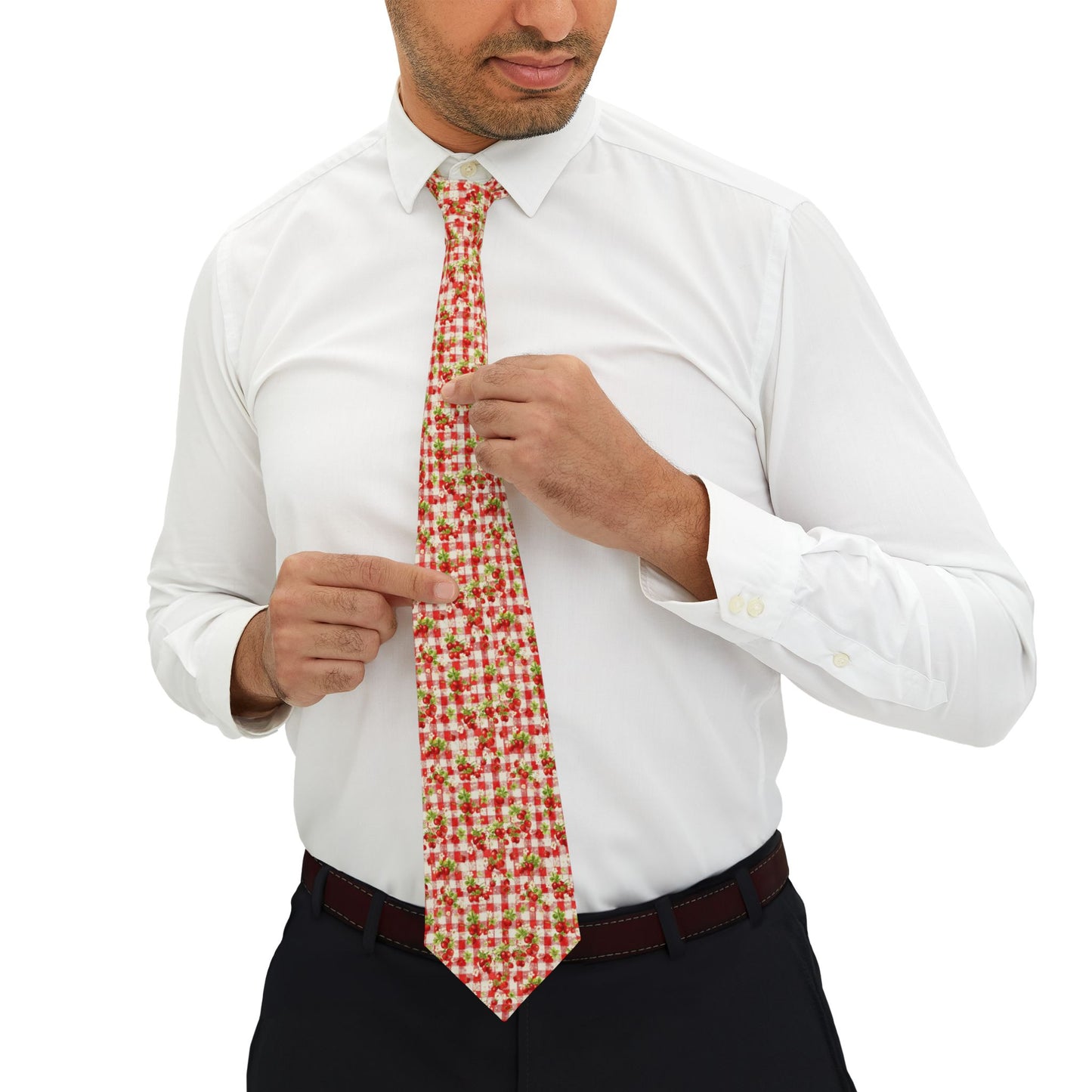 Strawberry Pattern Necktie | Picnic Accessory, Stylish Neckwear