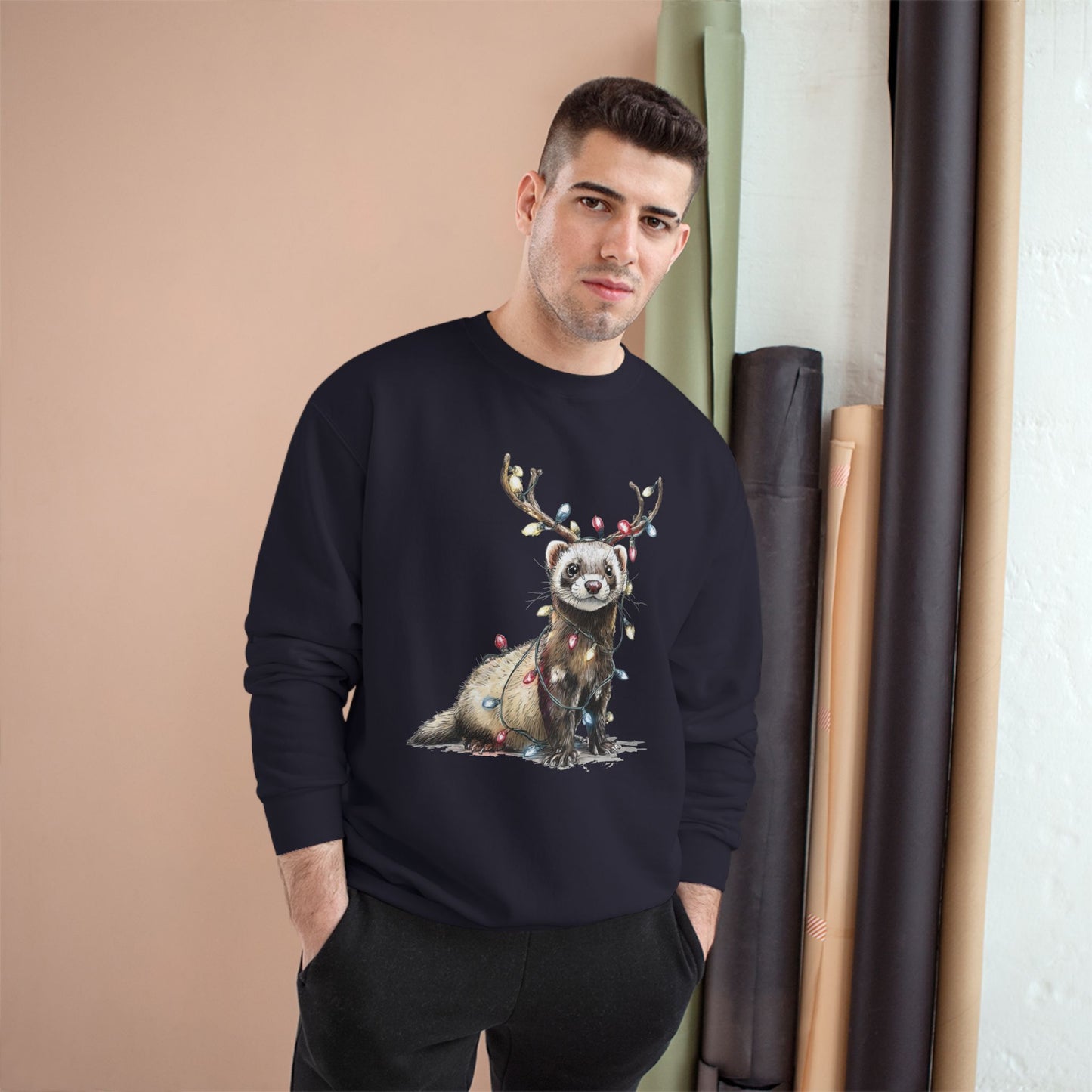 Otter Wants to be a Reindeer Champion Sweatshirt, Cozy Holiday Apparel, Christmas Gift, Cute Winter Wear