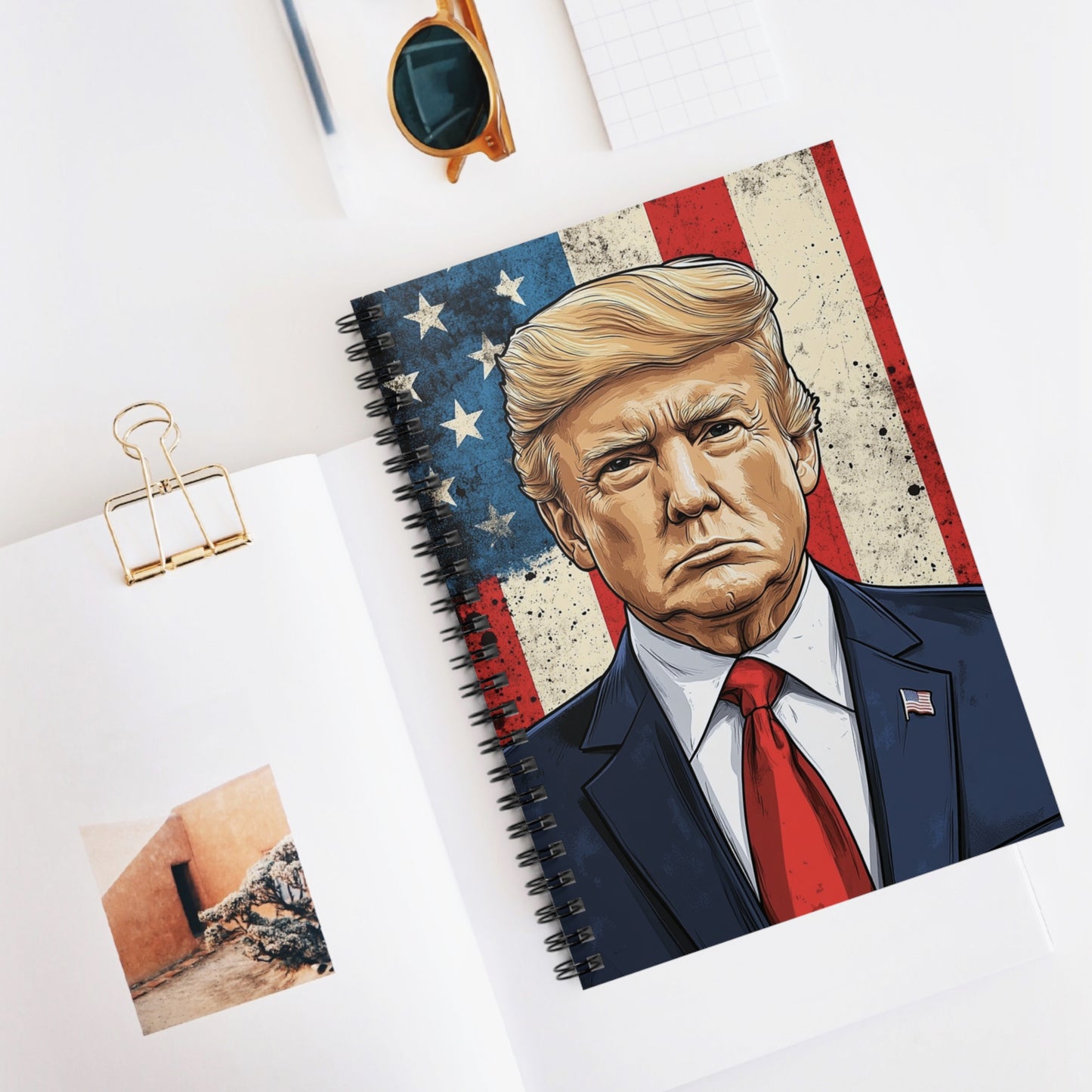 Patriotic Spiral Notebook - Ruled Line - Trump Design, Journal for Students, Gift for Conservatives, Checklists, Scrapbook