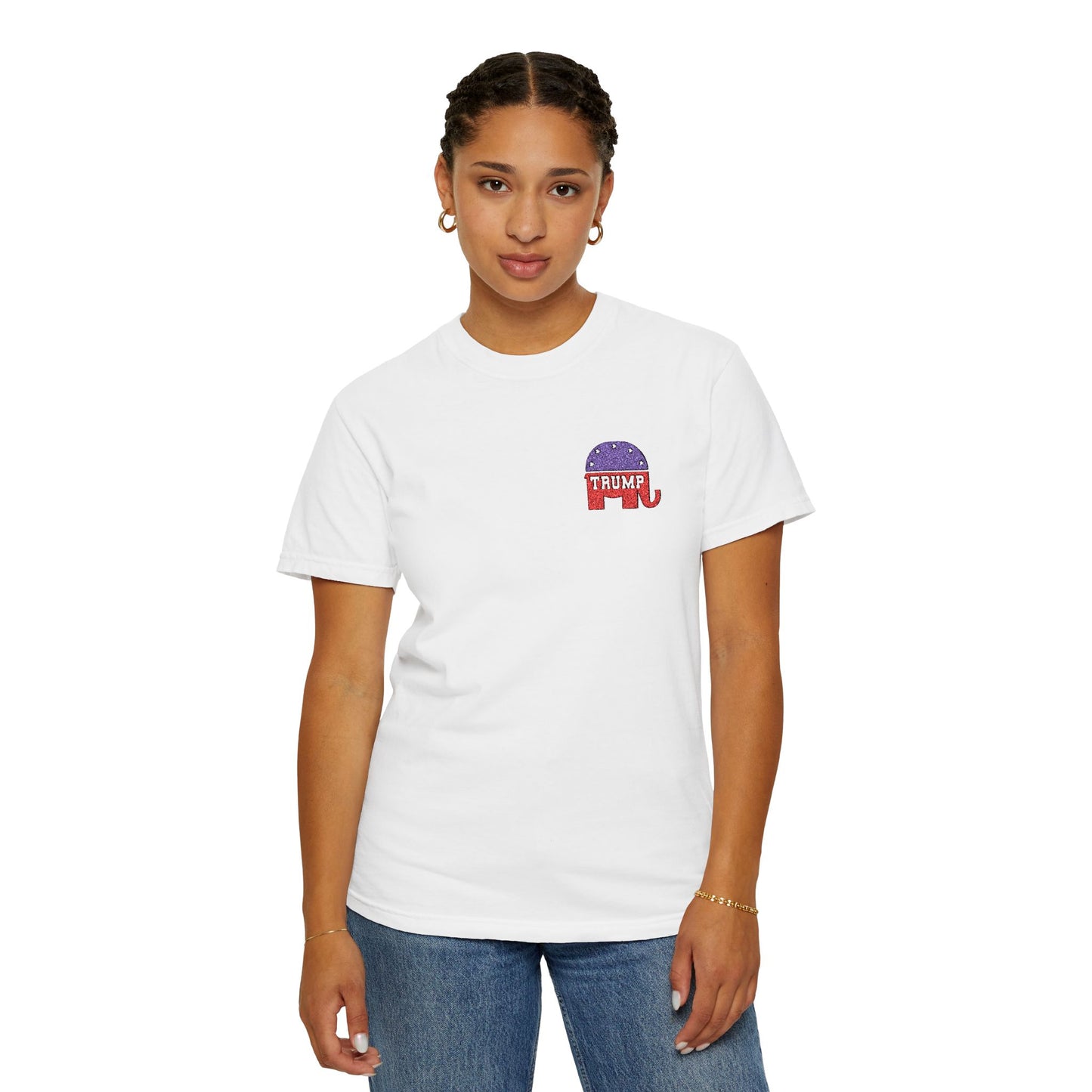 Embroidered Trump Republican Elephant Graphic Tee for MAGA, Unisex T-shirt, Casual Wear, Eco-Friendly Gift, Outing Shirt