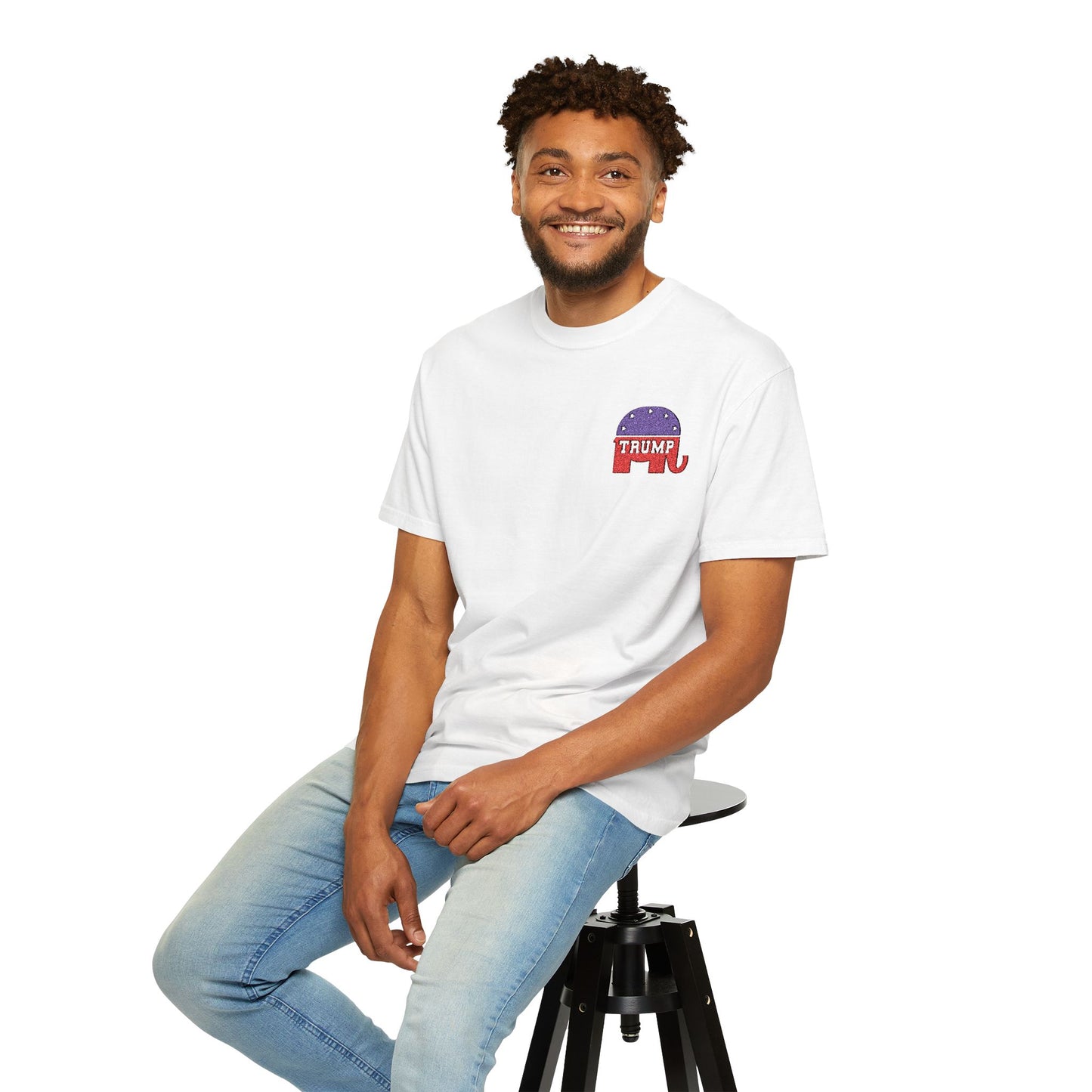Embroidered Trump Republican Elephant Graphic Tee for MAGA, Unisex T-shirt, Casual Wear, Eco-Friendly Gift, Outing Shirt