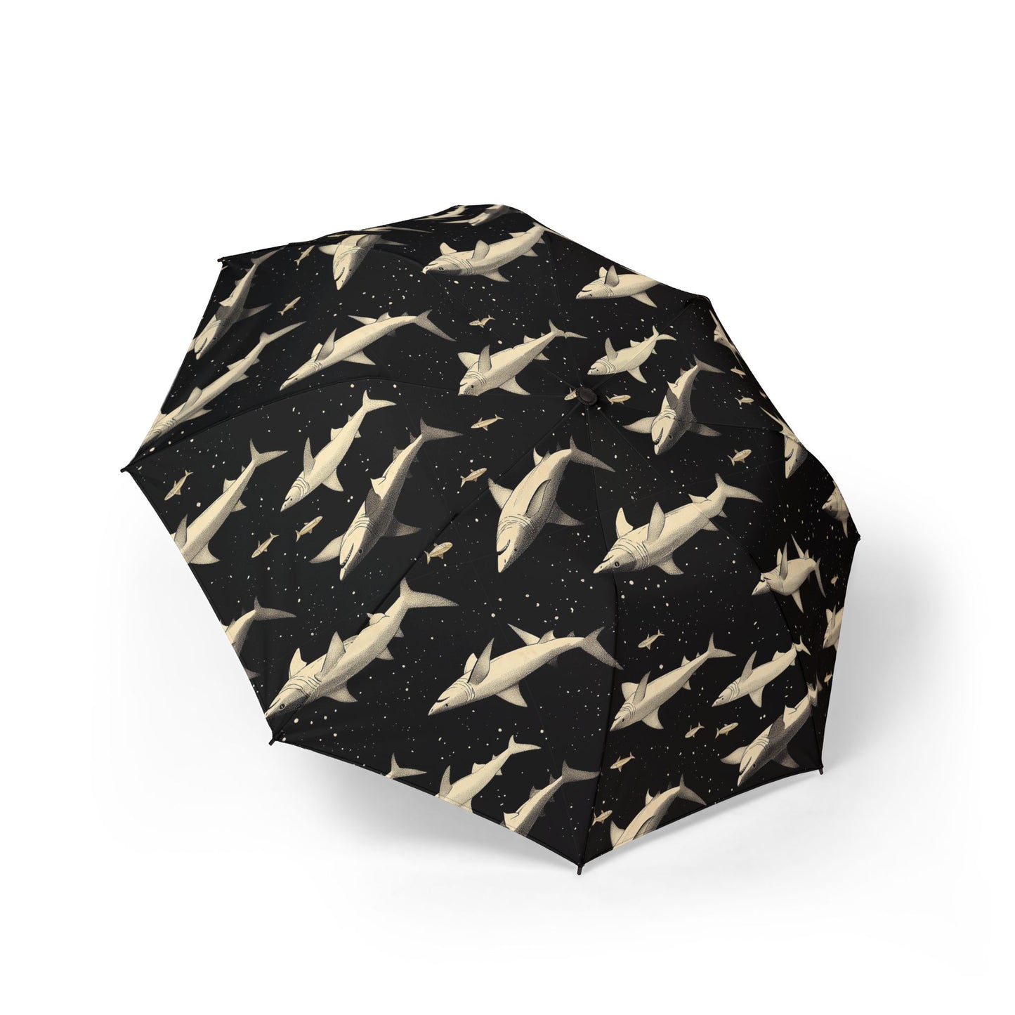 Shark Print Foldable Umbrella | Waterproof Travel Umbrella, Compact Beach Umbrella, Unique Shark Decor, Gift for Cyclists, Stylish Umbrella