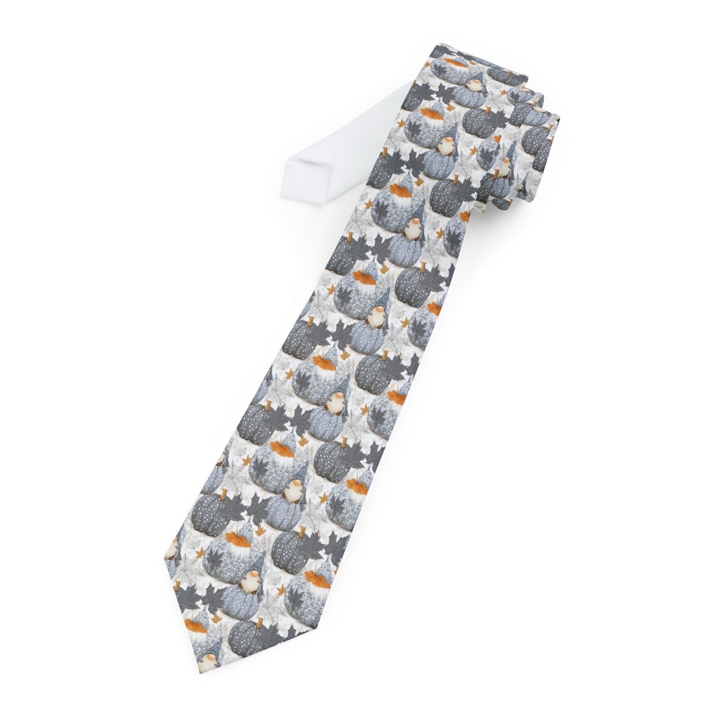Stylish Fall Gnome Patterned Necktie, Elegant Gift for Him, Business Attire, Wedding Accessory, Unique Men's Fashion