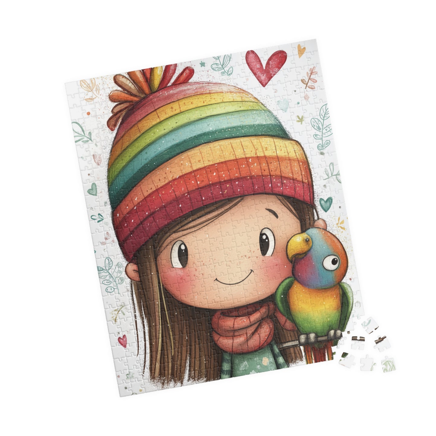 Colorful Girl and Parrot Puzzle - Fun Family Activity, Rainbow-Themed Kids Puzzle, Perfect Gift for Kids