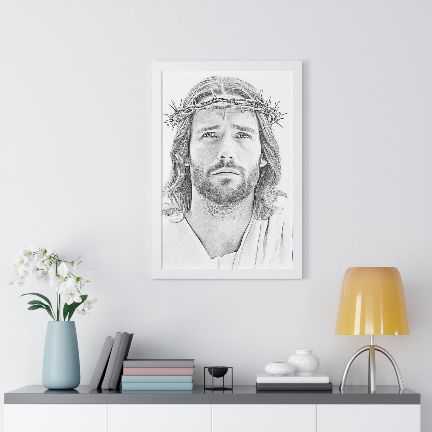 Framed Jesus Poster, Christian Art, Religious Decor, Inspirational Wall Art, Home Decoration, Gift for Faith