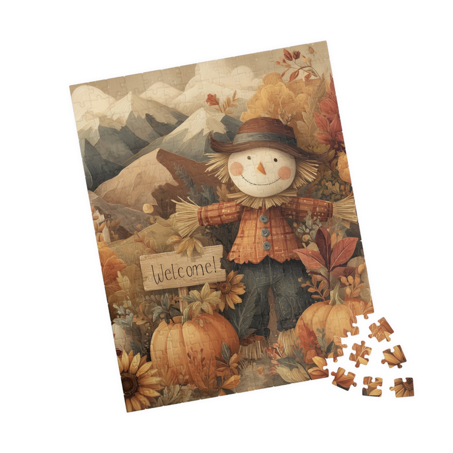 Autumn Scarecrow Puzzle – Fall Decor, Family Activity, Cozy Nights, Thanksgiving Fun, Scarecrow Scene, Gift for Puzzle Lovers