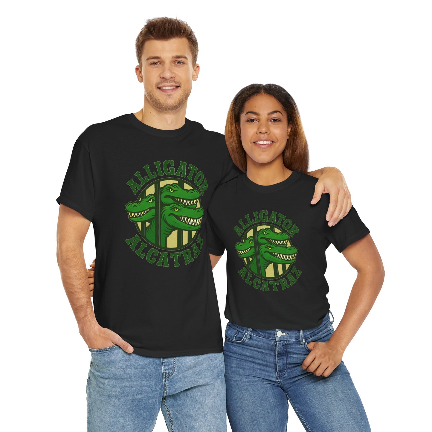 Alligator Alcatraz Unisex Heavy Cotton Tee, Fun Graphic Tee, Casual Wear, Gift for Animal Lovers, Summer Fashion, Unique T-Shirt