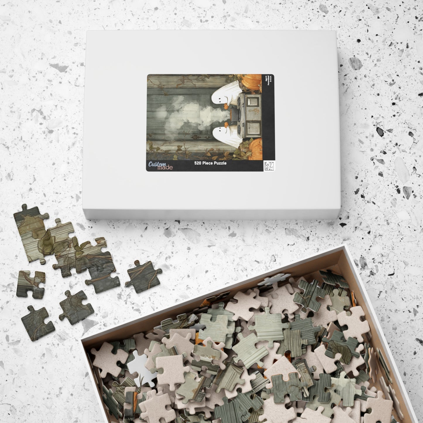 Halloween Ghost Puzzle - Cozy Family Activity, 110/252/520/1014 Pieces, Perfect Gift for Autumn, Spooky Decor, Fun for All Ages