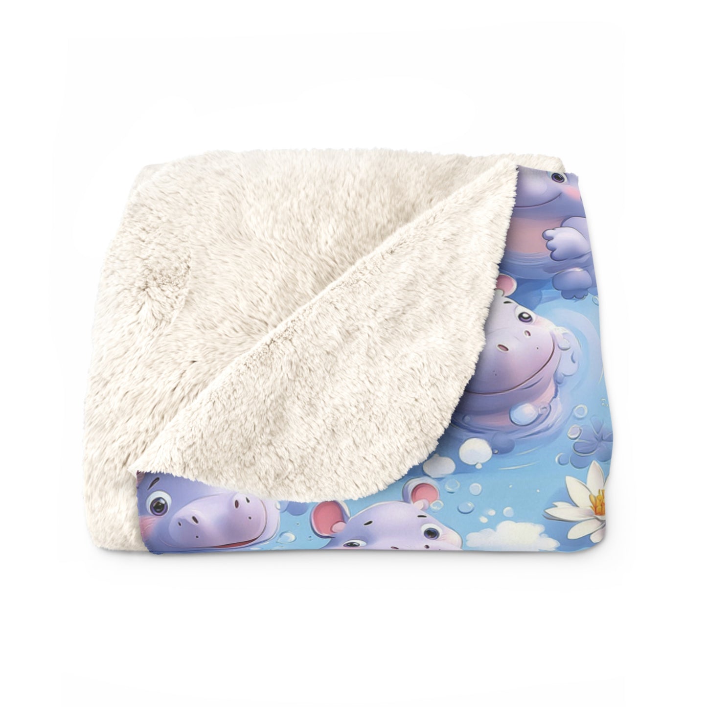Cozy Hippo Sherpa Fleece Blanket, Soft Throw for Kids, Perfect Gift for Baby Showers