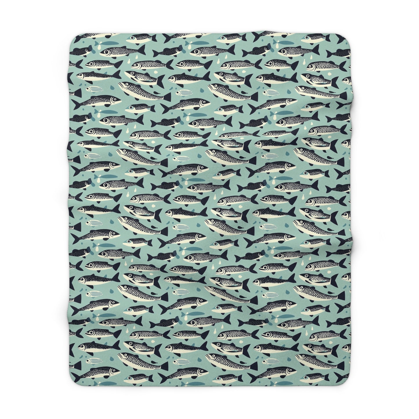Fish Pattern Sherpa Fleece Blanket, Gift for Fishermen, Outdoor Lover's Blanket, Unique Blanket