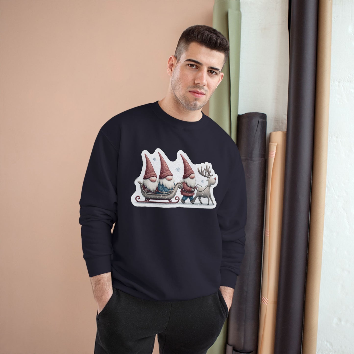 Holiday Gnome Sweatshirt, Cozy Christmas Apparel, Gift for Her, Winter Fashion, Cute Gnome Design
