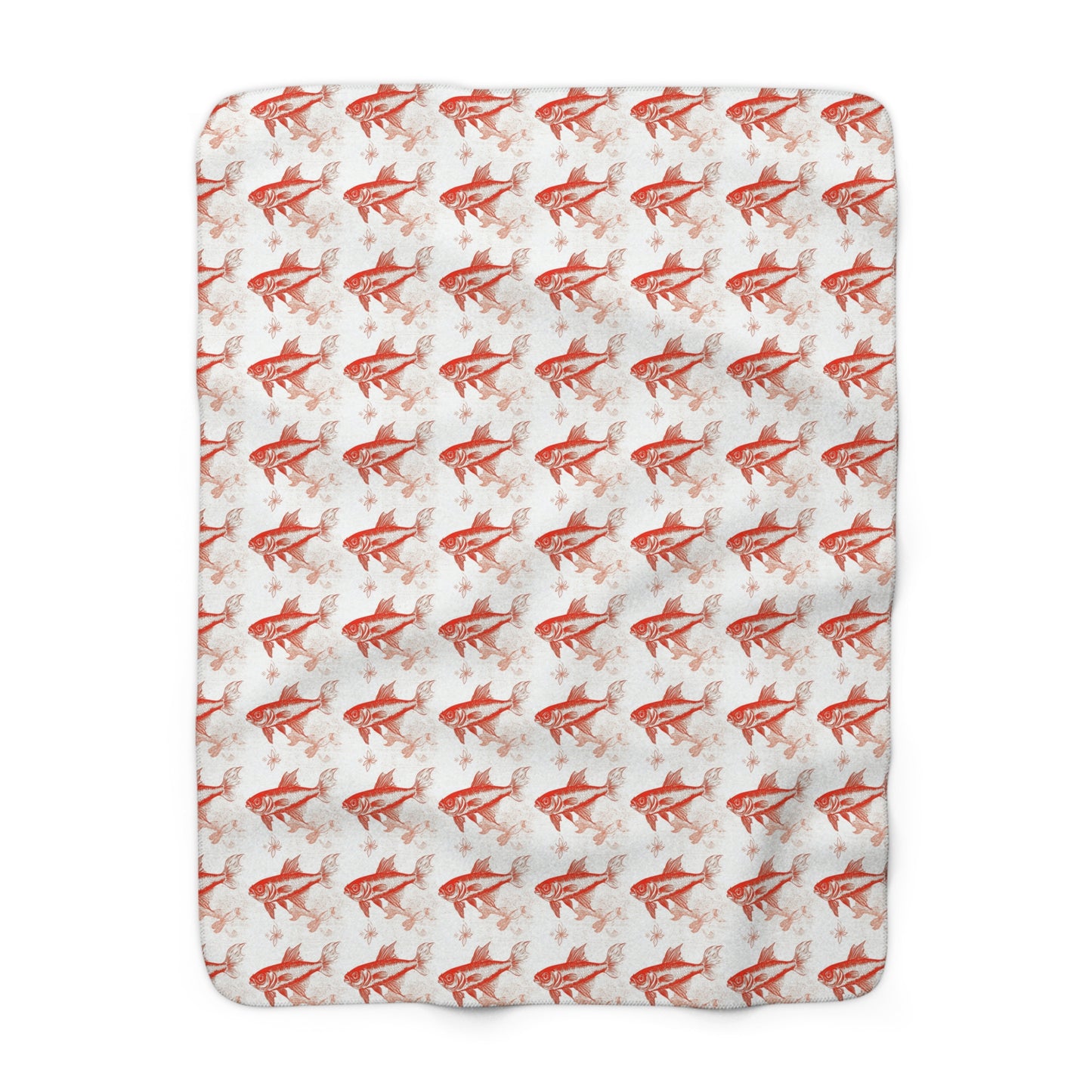 Cozy Orange Fish Sherpa Fleece Blanket with Goldfish Pattern | Gift for Aquatic Lovers