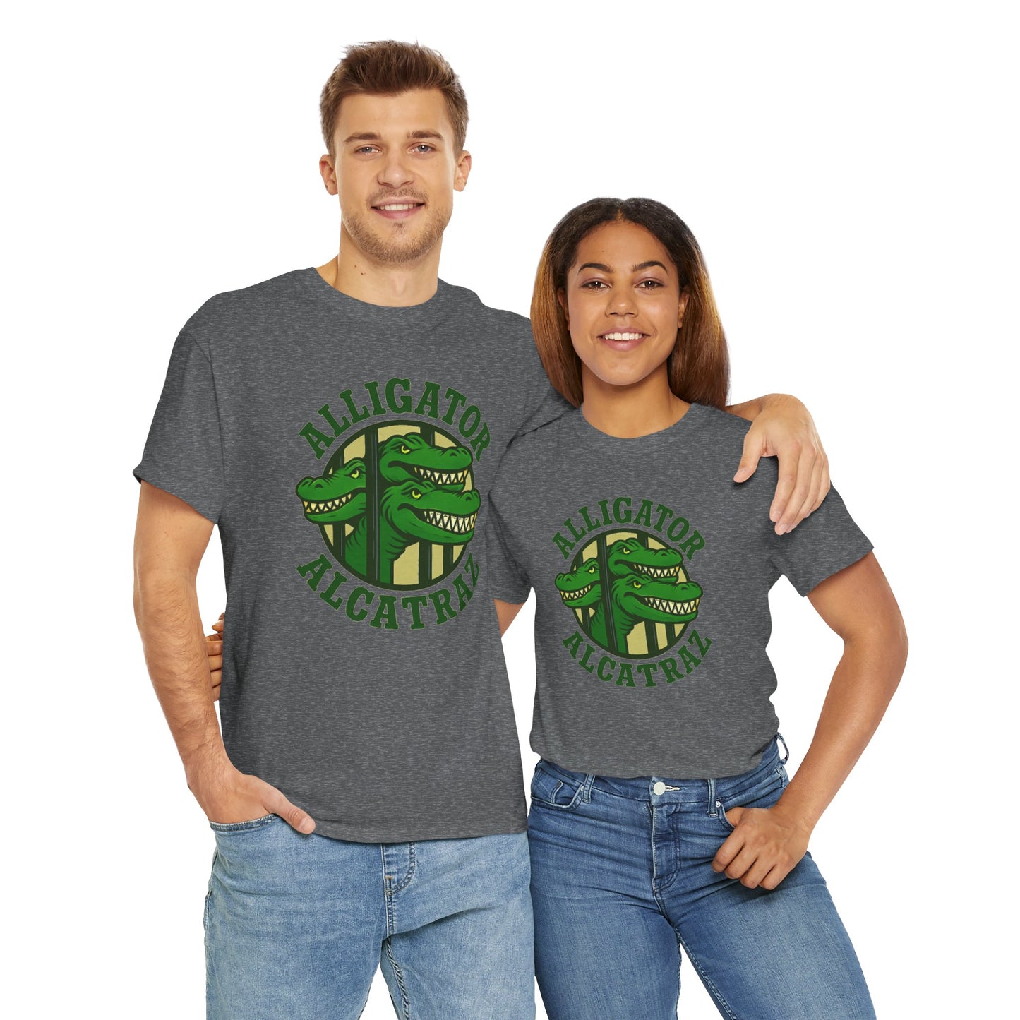 Alligator Alcatraz Unisex Heavy Cotton Tee, Fun Graphic Tee, Casual Wear, Gift for Animal Lovers, Summer Fashion, Unique T-Shirt