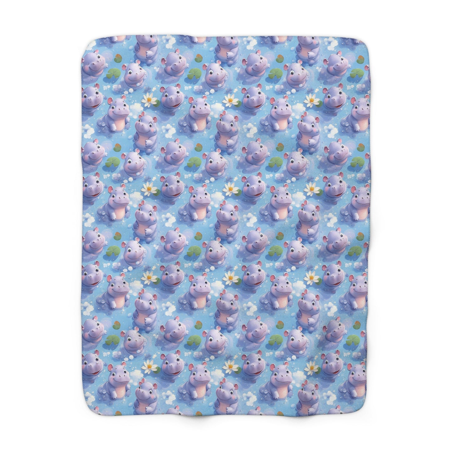 Cozy Hippo Sherpa Fleece Blanket, Soft Throw for Kids, Perfect Gift for Baby Showers
