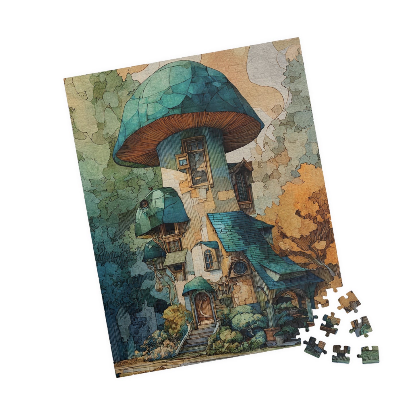 Enchanting Mushroom House Puzzle - Family Fun