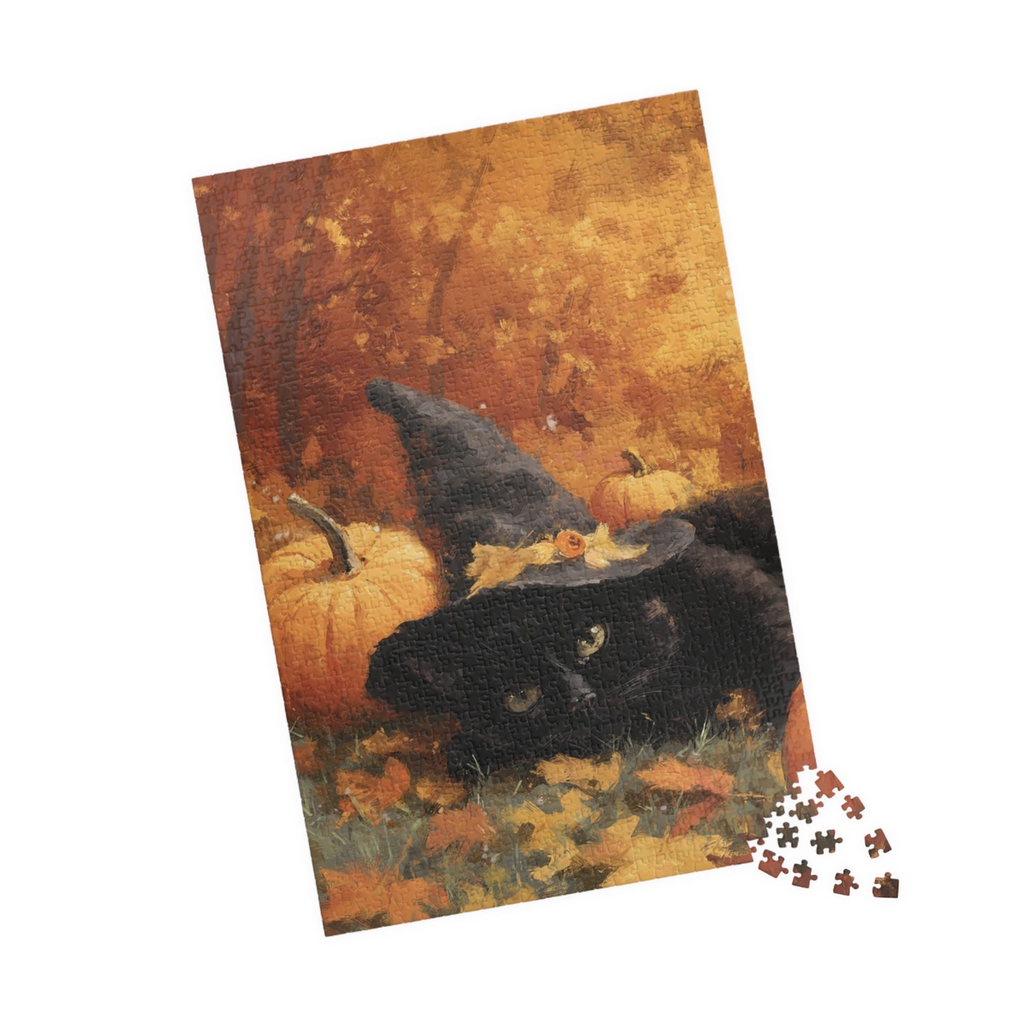 Whimsical Halloween Cat Puzzle - Fall Decor, Gift for Kids, Halloween Activity, Family Fun, Autumn Home Decor