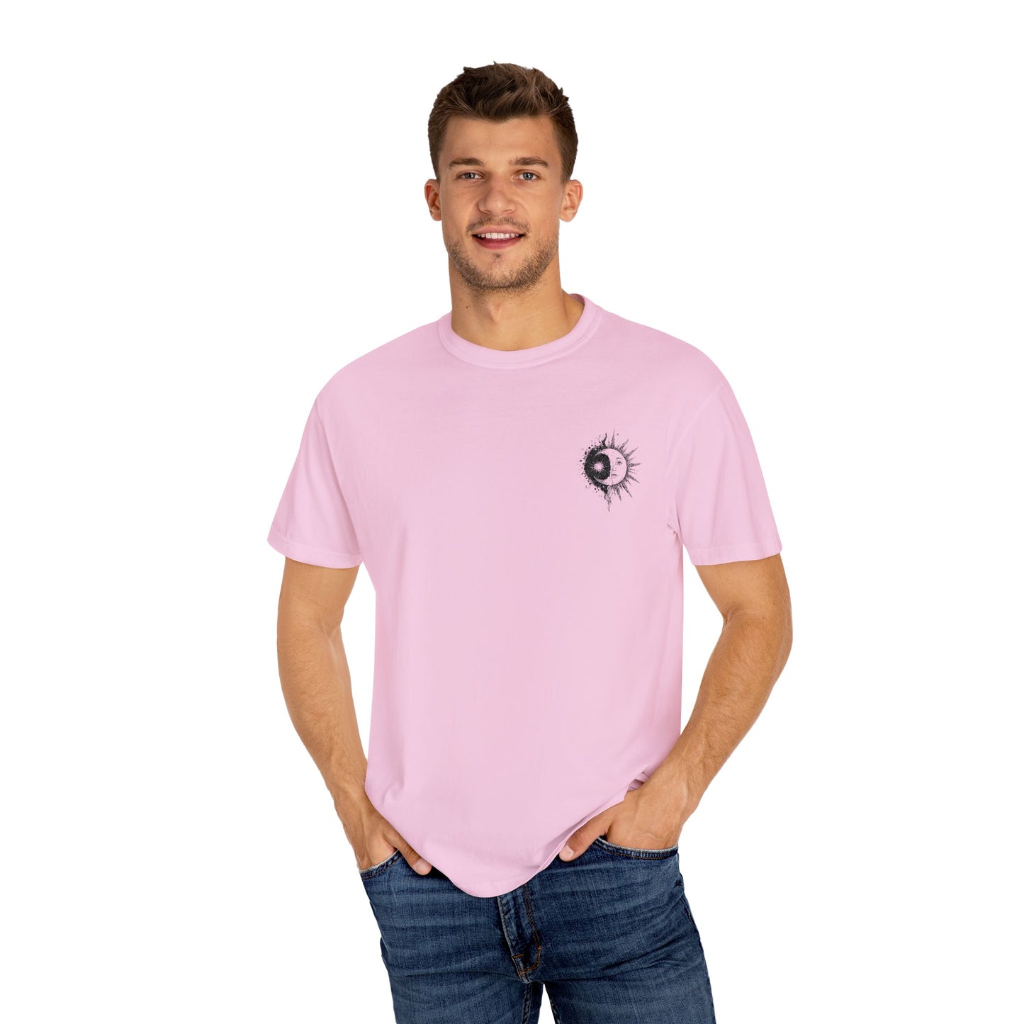 Comfort Colors Embroidered Hand-Illustrated Astrology Ying Yang Unisex T-Shirt, Cool Graphic Tee