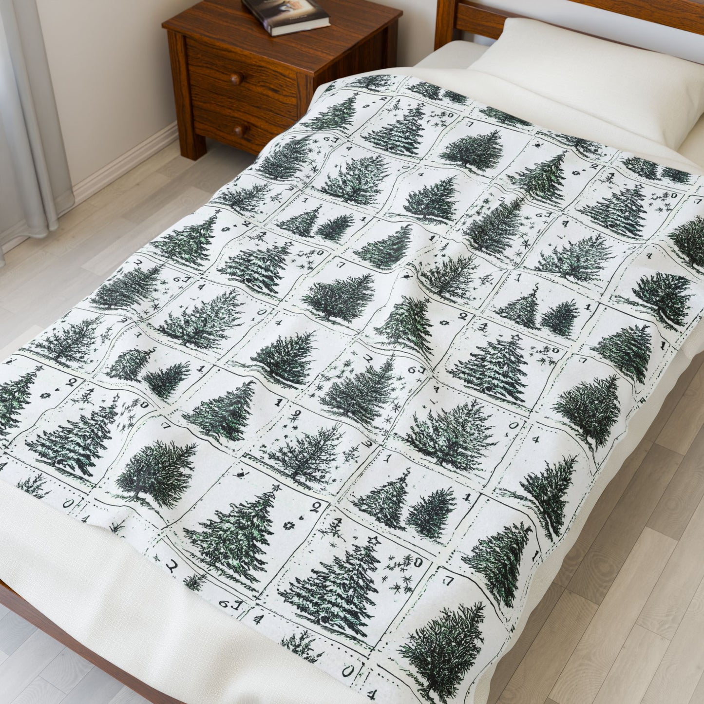 Cozy Christmas Tree Velveteen Plush Blanket | Soft Holiday Throw for Home Decor, Gift for Winter, Snuggle Up Blanket, Warm Blanket