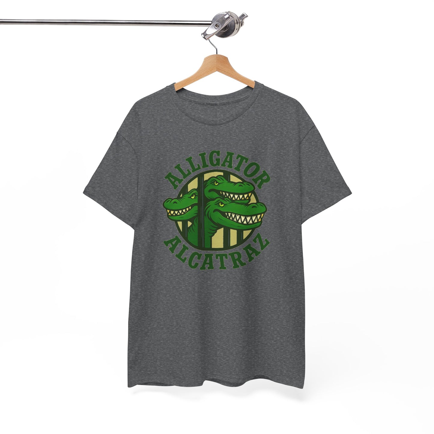 Alligator Alcatraz Unisex Heavy Cotton Tee, Fun Graphic Tee, Casual Wear, Gift for Animal Lovers, Summer Fashion, Unique T-Shirt
