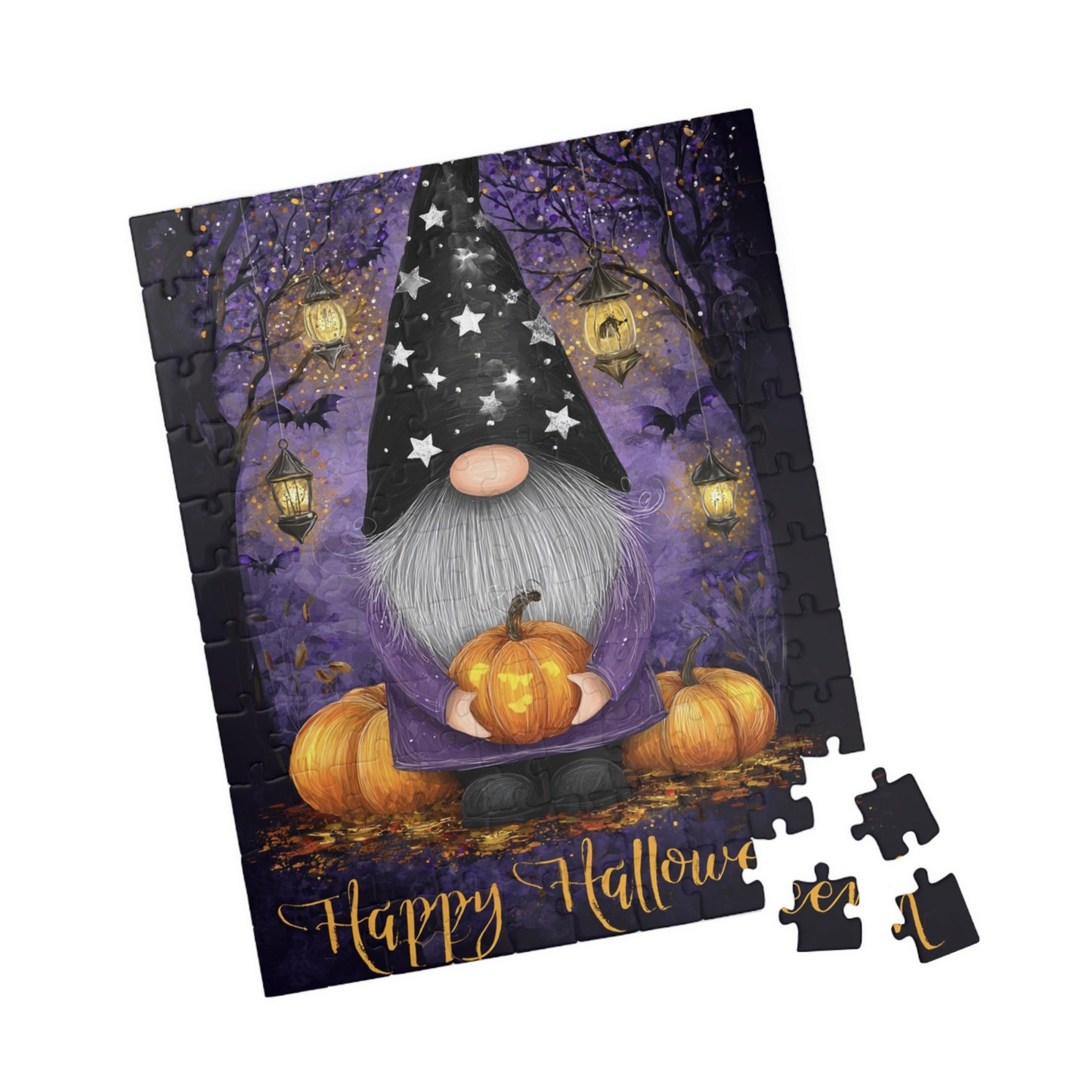 Halloween Puzzle with Gnome Design, Cozy Family Activity, 110-1014 Piece Jigsaw, Perfect for Autumn Celebrations, Fun Gift Idea
