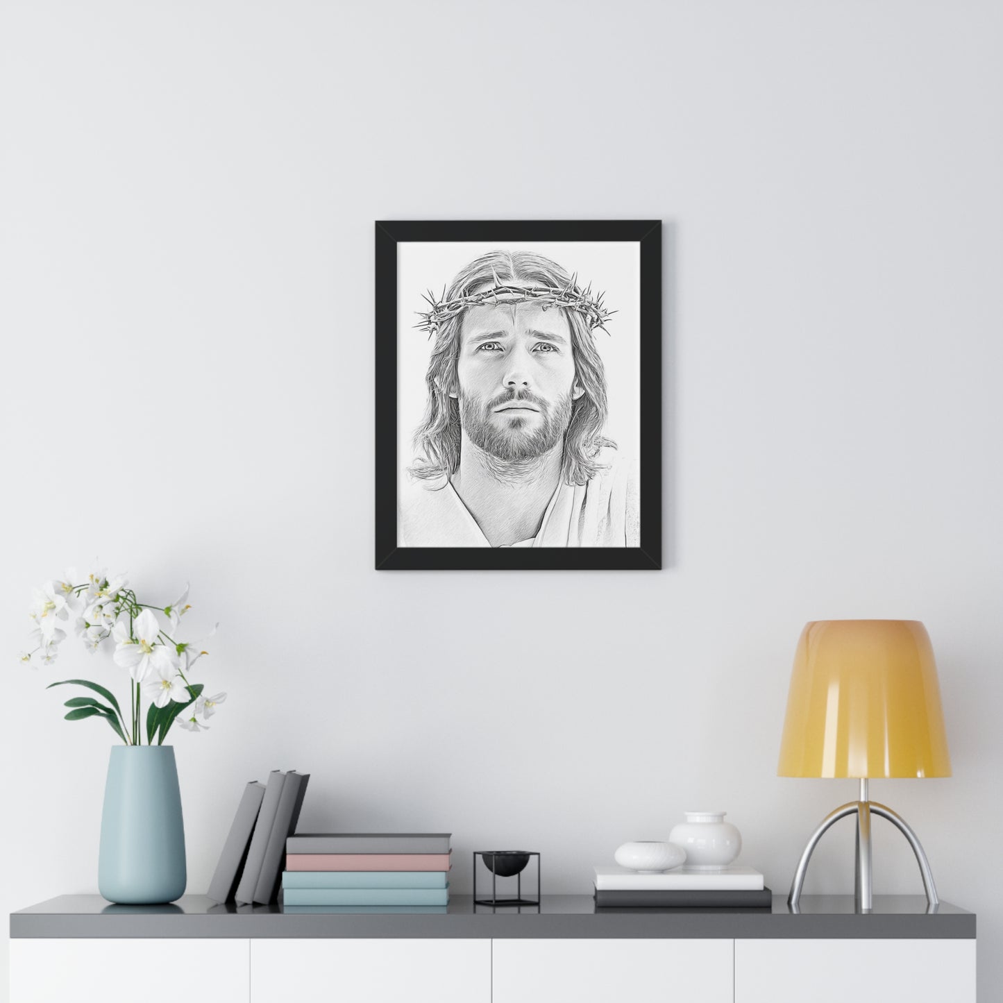 Framed Jesus Poster, Christian Art, Religious Decor, Inspirational Wall Art, Home Decoration, Gift for Faith