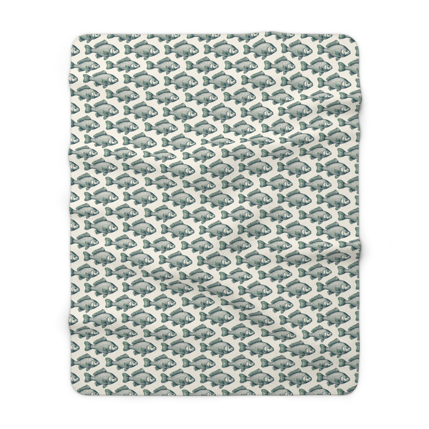 Cozy Green Minnow Fish Pattern Sherpa Fleece Blanket,Fishing Enthusiasts, Warm Throw Blanket