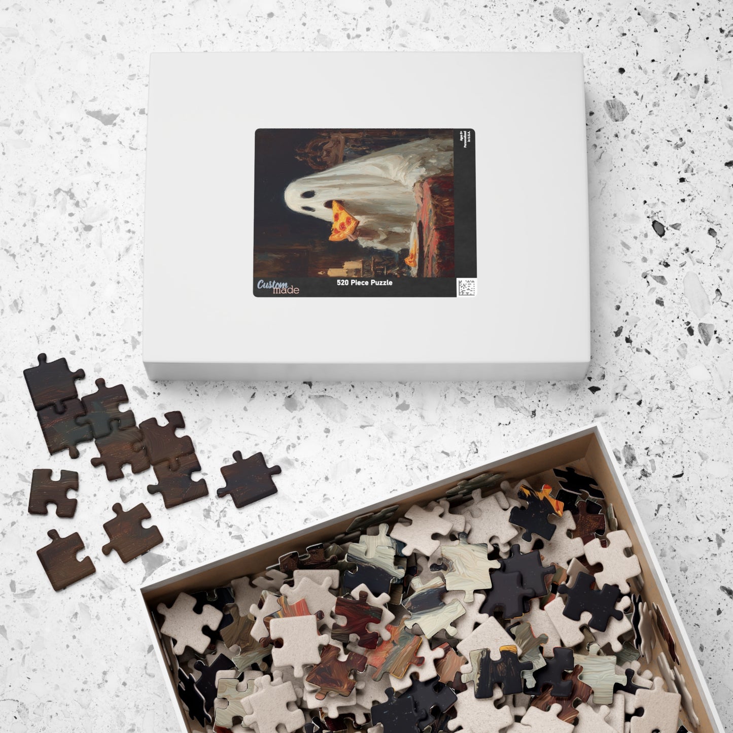 Ghost Pizza Puzzle: Fun for Family Game Night, Halloween Decor, Gifts for Puzzle Lovers, Unique Indoor Activity, Spooky Entertainment
