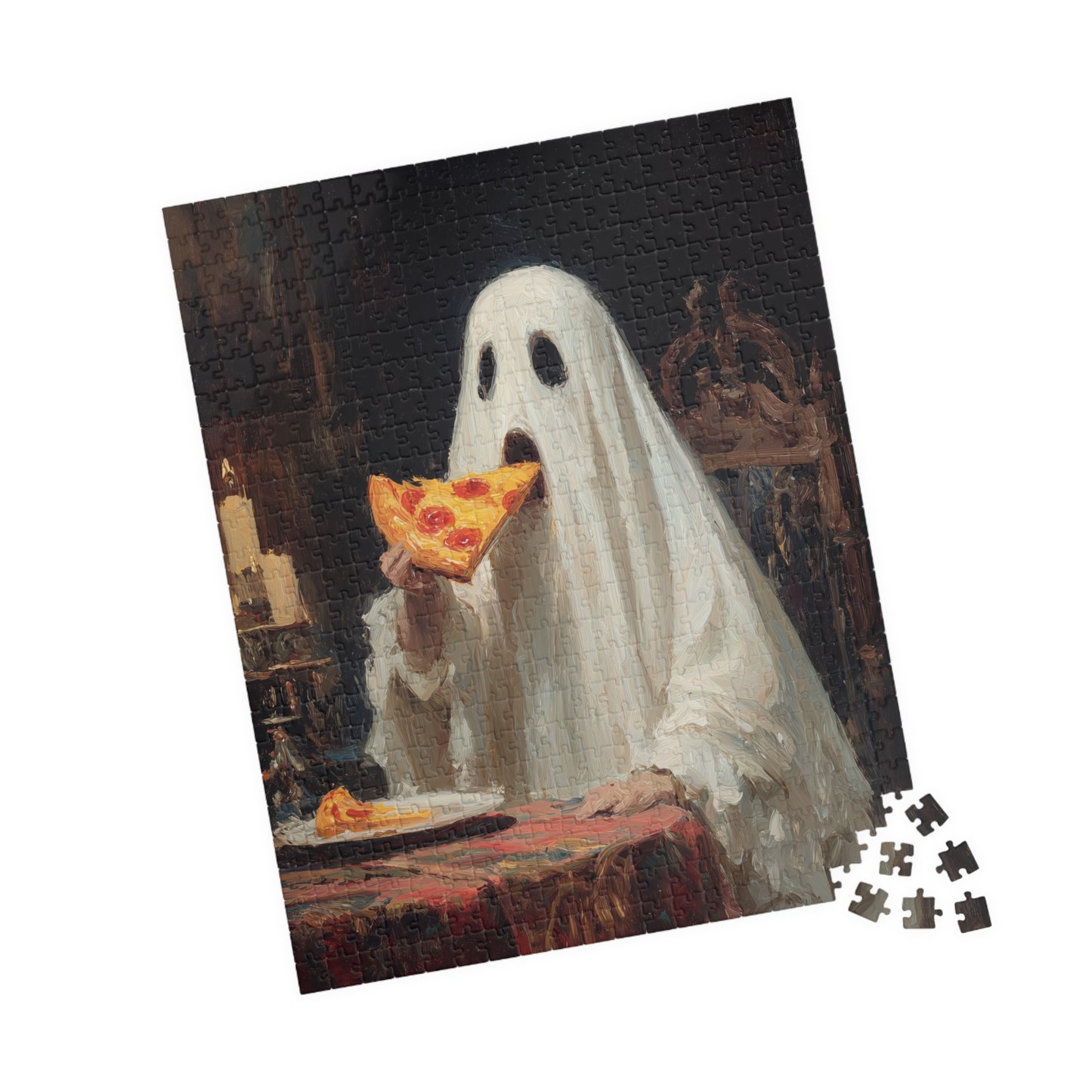 Ghost Pizza Puzzle: Fun for Family Game Night, Halloween Decor, Gifts for Puzzle Lovers, Unique Indoor Activity, Spooky Entertainment
