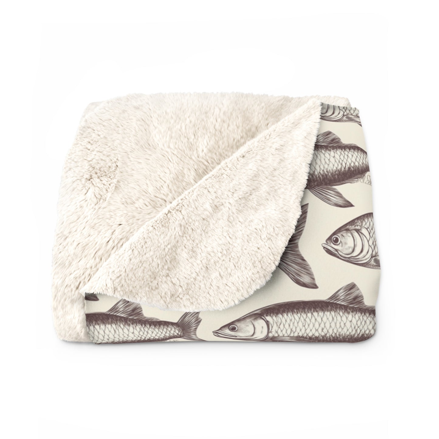 Cozy Fish Pattern Sherpa Fleece Blanket | Warm Throw, Perfect for Home Decor, Gifts, Camping, and Beach Days