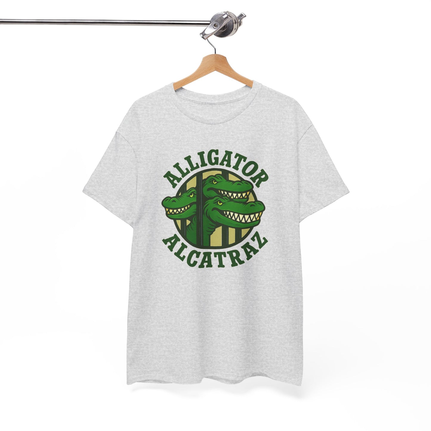Alligator Alcatraz Unisex Heavy Cotton Tee, Fun Graphic Tee, Casual Wear, Gift for Animal Lovers, Summer Fashion, Unique T-Shirt