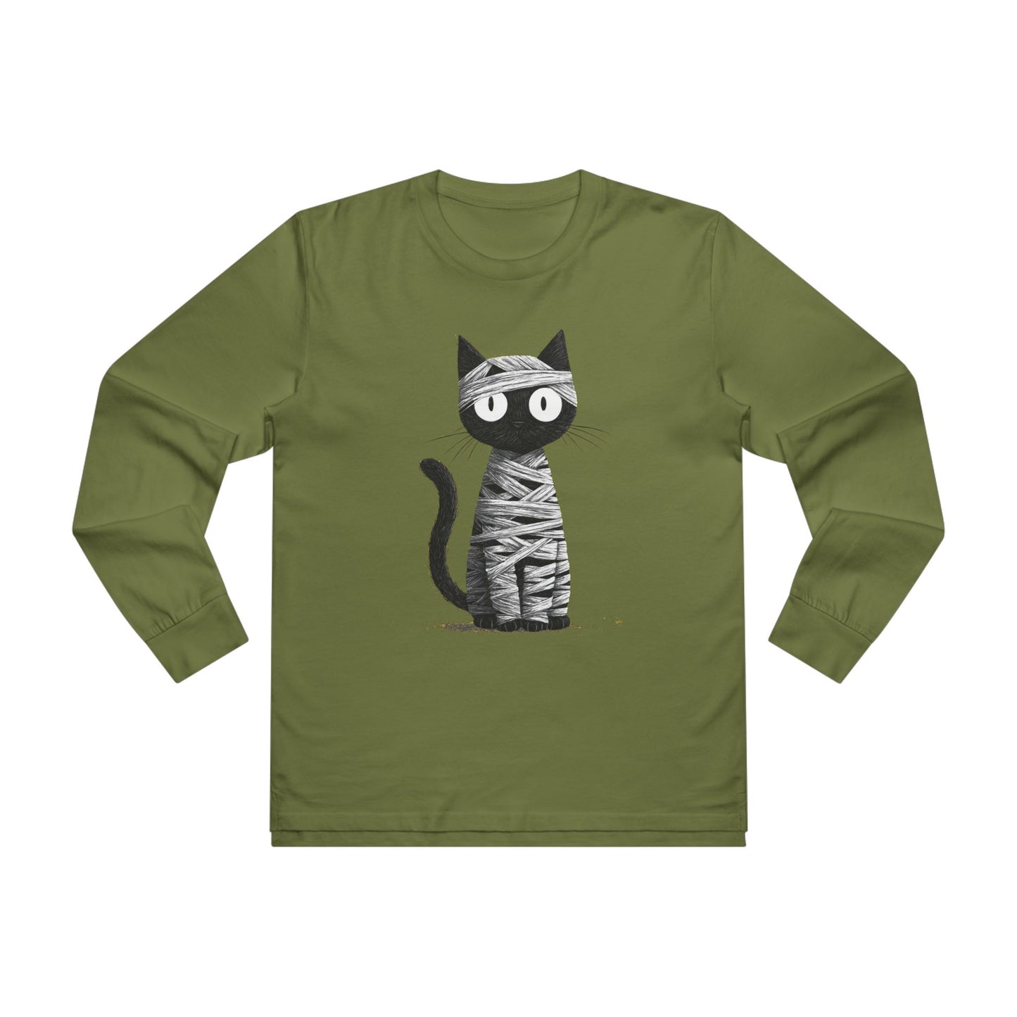 Men’s Cat Mummy Longsleeve Tee, Fun Halloween Shirt, Cat Lover Gift, Cozy Fall Fashion, Unique Graphic Tee