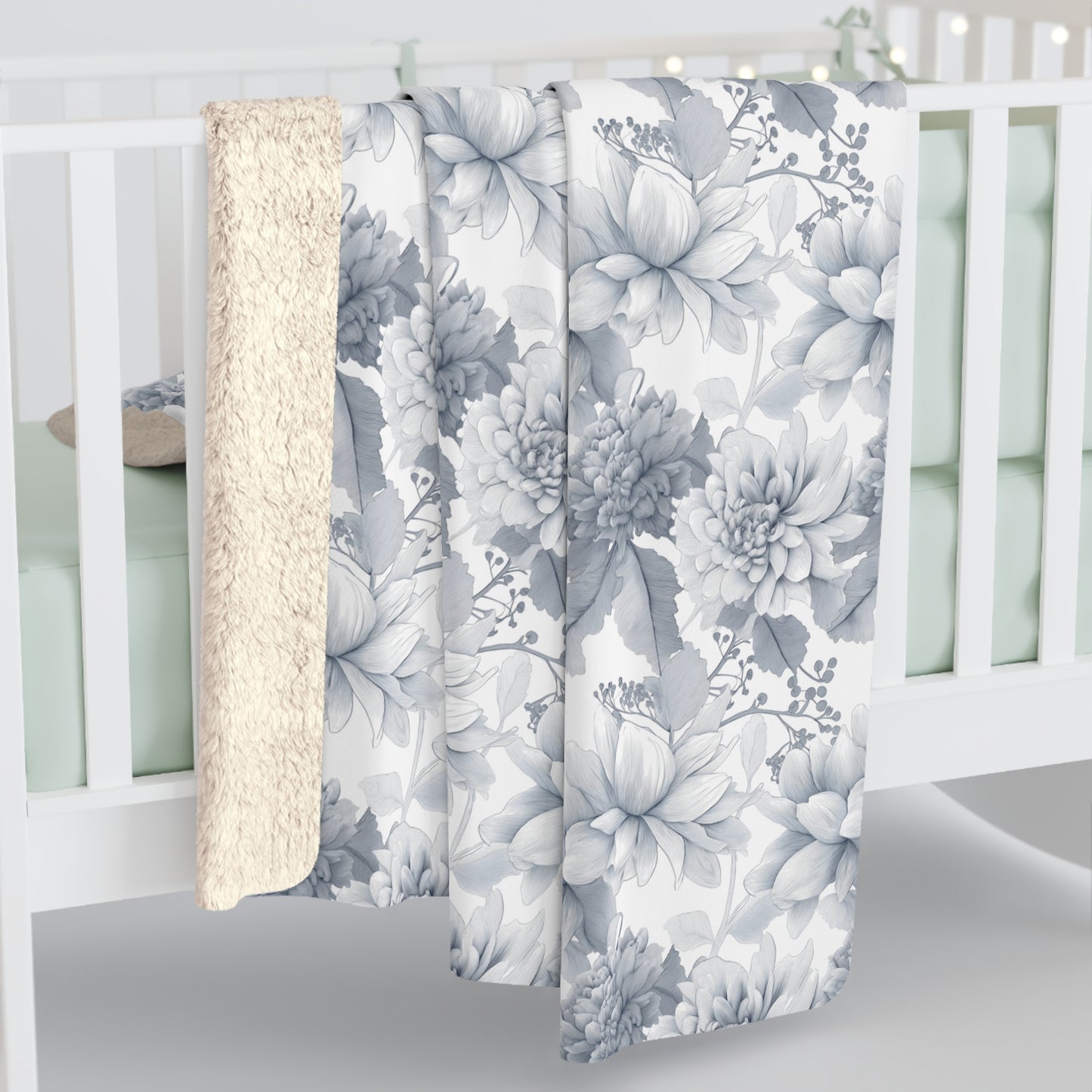 Fleece Blanket - Gray Toned Floral Throw