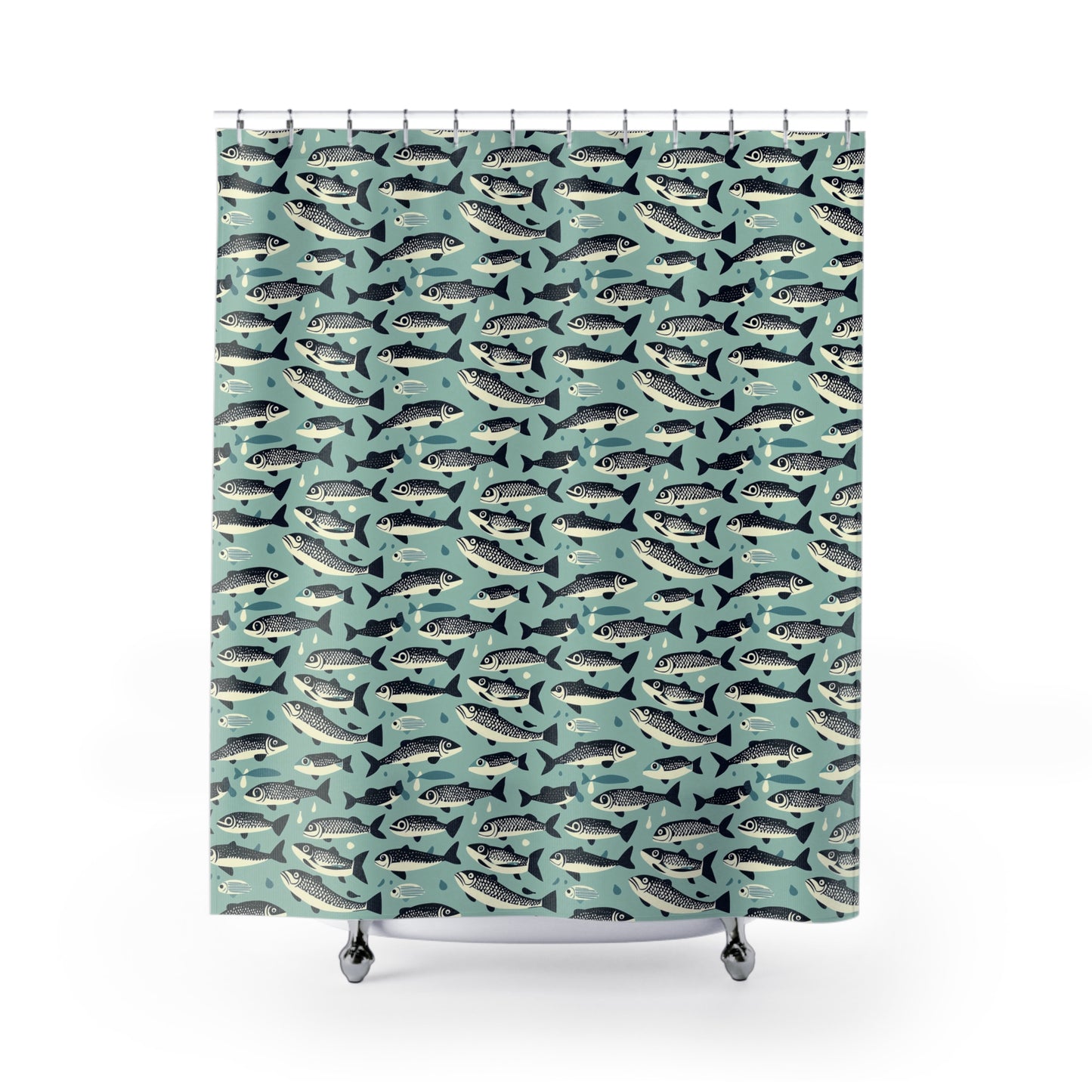 Fish Pattern Shower Curtain | Nautical Bath Decor, Unique Bathroom Accessory, Gift for Fisherman, Ocean Lover, Beach House Style
