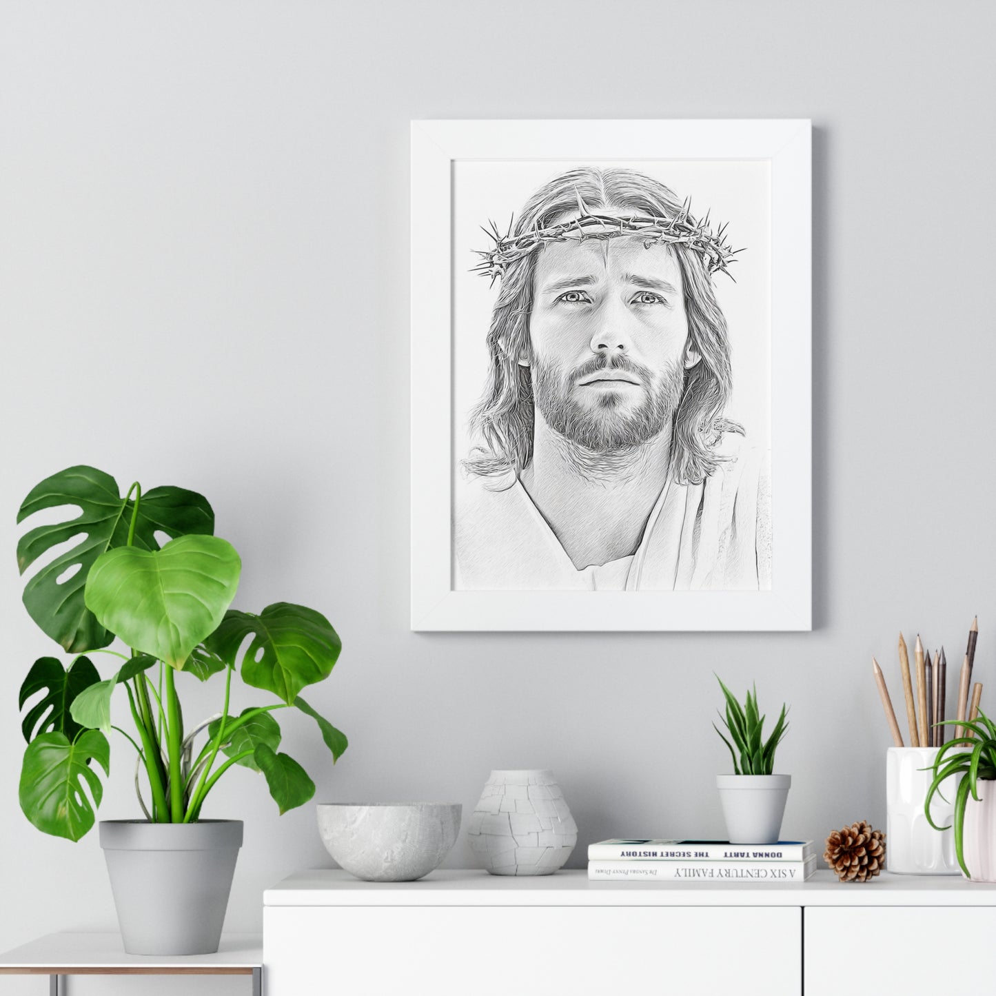 Framed Jesus Poster, Christian Art, Religious Decor, Inspirational Wall Art, Home Decoration, Gift for Faith