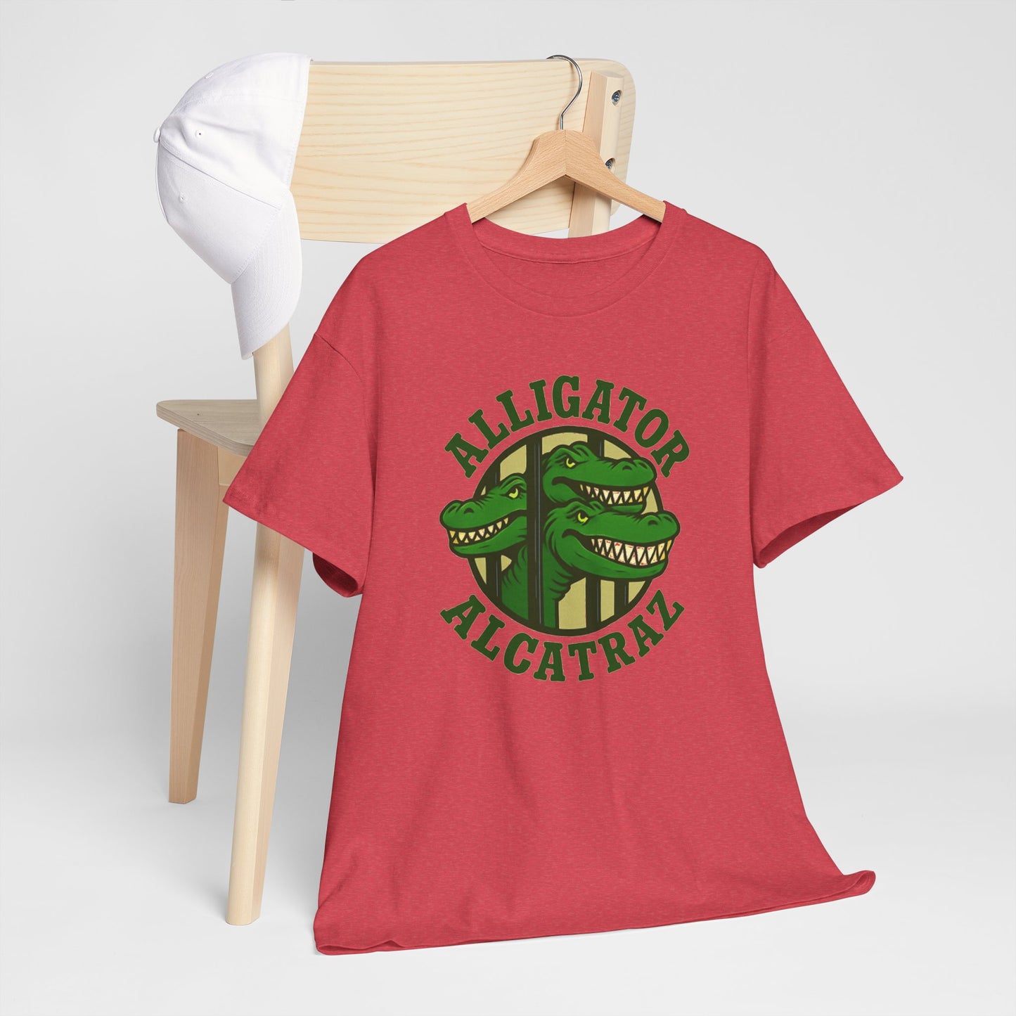 Alligator Alcatraz Unisex Heavy Cotton Tee, Fun Graphic Tee, Casual Wear, Gift for Animal Lovers, Summer Fashion, Unique T-Shirt