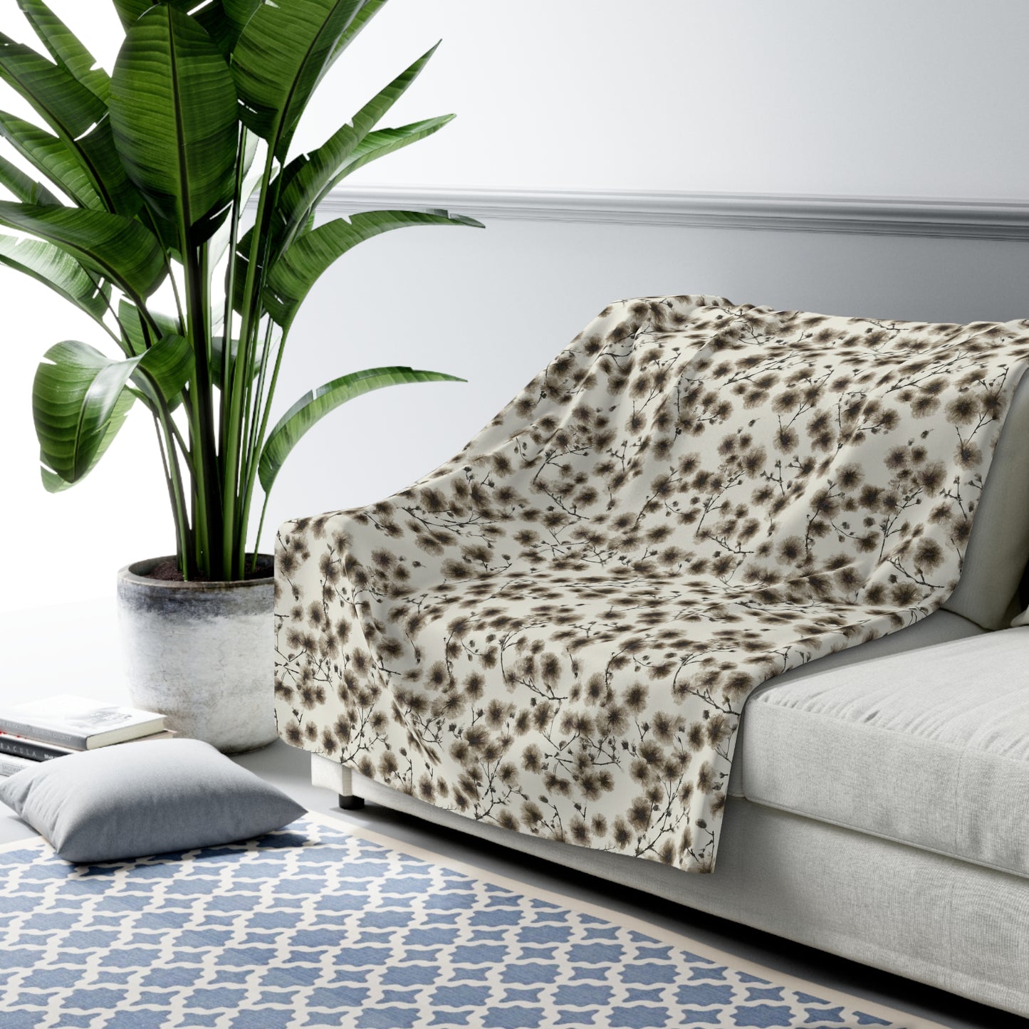 Cozy Floral Sherpa Fleece Blanket - Warm Throw for Home, Gift for Housewarming, Romantic Decor, Winter Comfort, Cozy Nights