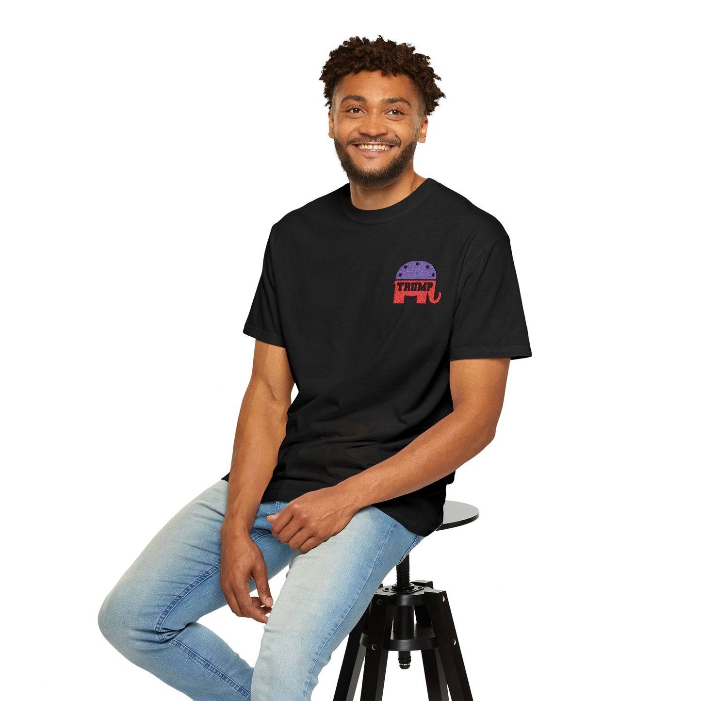 Embroidered Trump Republican Elephant Graphic Tee for MAGA, Unisex T-shirt, Casual Wear, Eco-Friendly Gift, Outing Shirt