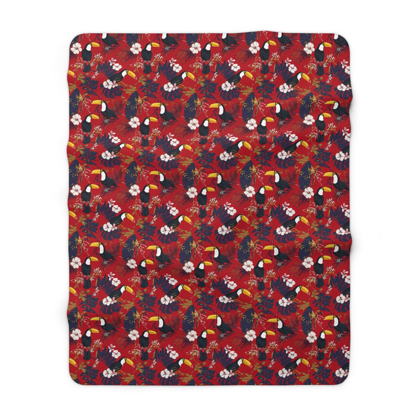 Gorgeous Reds Tropical Sherpa Fleece Blanket, Cozy Throw for Home Decor, Perfect for Tiki Parties
